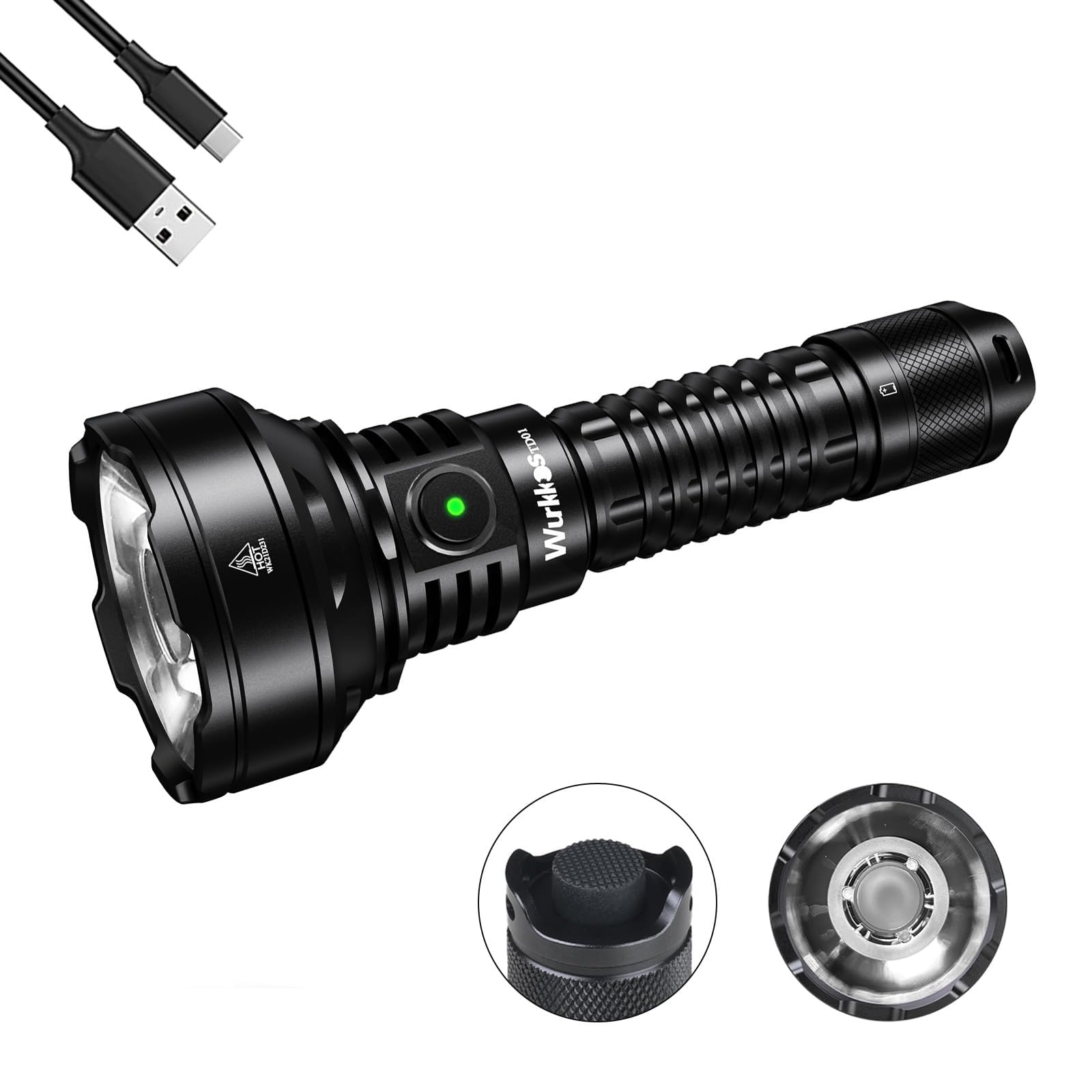 Wurkkos TD01C懐中照明ランプ led 豪然たる 1039M超強遠射 駆け引き懐中照明ランプ 2000lm超高明快さ IPX8雨合羽 USB-C申し受ける式 5つ流行り物 自己防御用 山登り 防災 山歩き-黒