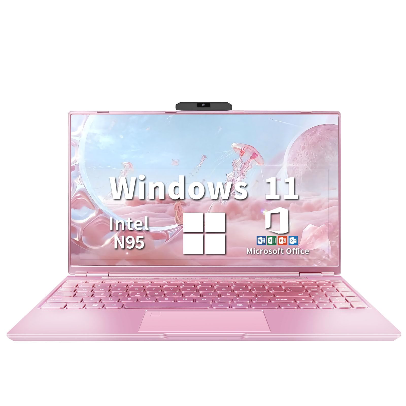 ノートパソコン 【Windows 11&Office 2019搭載】15.6インチ狭額縁大画面 FHD IPS 広視野角ノートPC第12世代 Celeron N95 取り外し可能なカメラ/日本語キーボードフィルム付き/丸い大型キーボード/設定初期化不要/1
