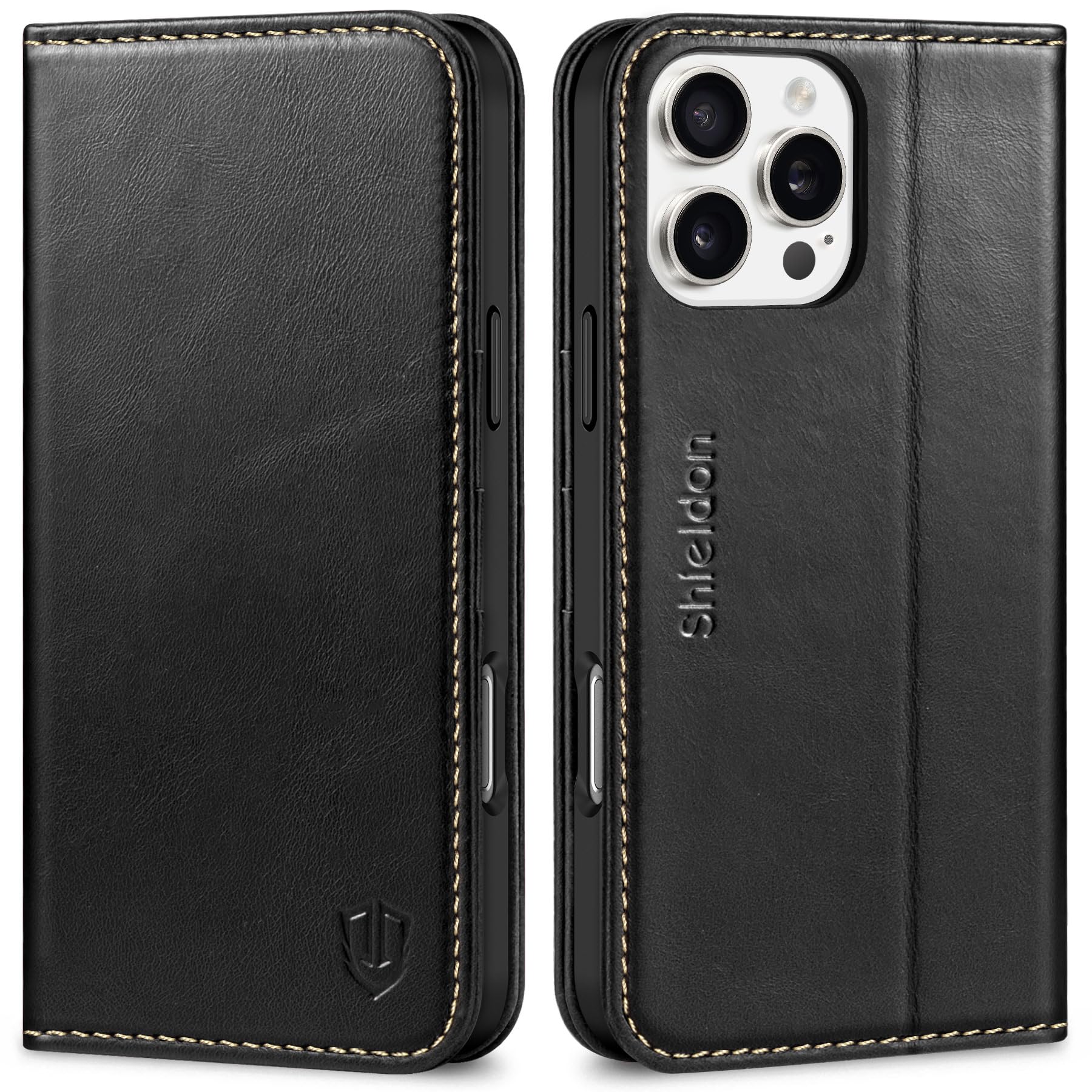 SHIELDON iPhone 16 ProMax 対応ケース 手帳型 本革 あいふぉん 16 プロマックス 用 スマホカバー 衝撃吸収 TPU素材 カード収納 横置きスタンド機能 マグネット内蔵 [RFIDブロッキング] 全面保護 アイホン 16 Pro