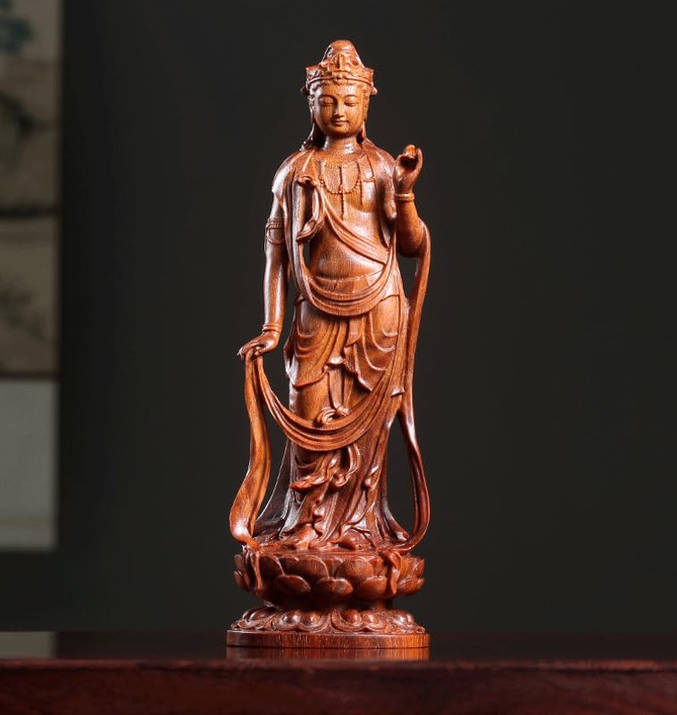 木彫りの仏像 勢至菩薩(午年生まれ) 紫檀製 (高さ18.5cm×巾6cm)厄除け十二支守り本尊・守護仏(せいしぼさつ)