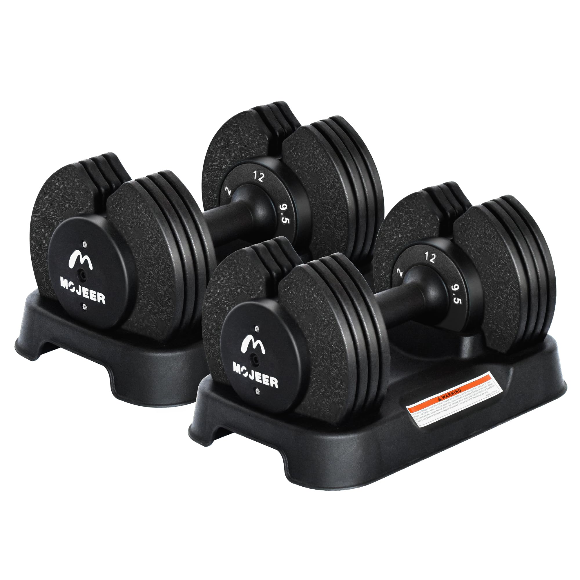 MOJEER ダンベル 可変式 12kg 2個セット アジャスタブルダンベル 2~12kg 5段階調節 1秒で重量調整 コンパクト クイックダンベル 筋トレ 日本語取扱説明書付き (黒い，12kg×2)