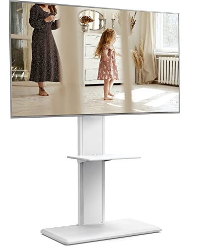 FITUEYES テレビ受像機照明ランプ 32-65inテレビ受像機相応う 壁寄せ テレビ受像機台 キャスター付き添い人 モビール手合い うしろ側納める付 高さ角度自然調整能力のある 耐荷重40kg 中段棚一枚付 白いこと オーク材色 逆さ両用 F03W2464N 収納家具-テレビ台・ローボード