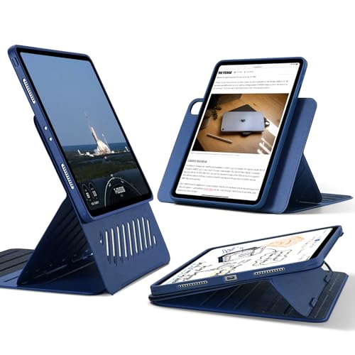 ESR iPad Pro 12.9 ケース 第6/5世代(2022/2021)用 頑丈な保護 取り外し可能なマグネットカバー 調整可能な縦/横向きスタンド リフトアップ画面 9 つのスタンド角度 Shiftシリーズ ブルー