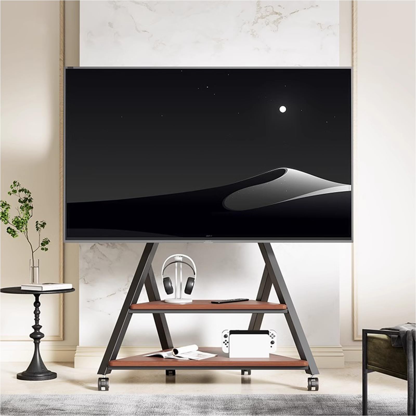 BeishiTenwaymili テレビスタンド キャスター付き40-80インチ対応 壁寄せ 冷間圧延鋼 tv stand 移動式tｖスタンド 棚板付きコーナーテレビ台 VESA/横100-600mm/縦100-400mm 耐荷重80kg 家用/学校/病院