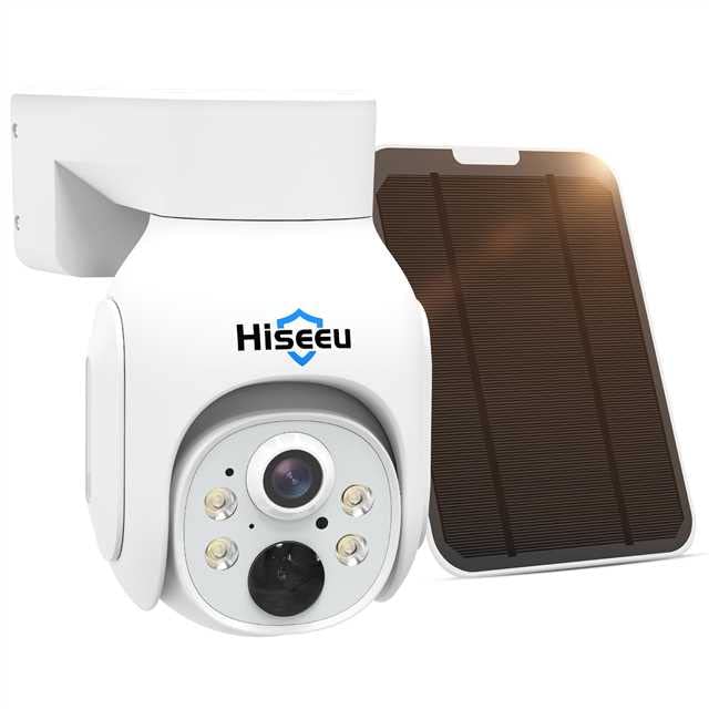 【HiseeuのNVRシステムに増設可能&電池式カメラ】Hiseeu防犯カメラソーラー 400万画素ワイヤレス防犯カメラ 120°広角レンズ 配線不要 双方向音声 屋外/屋内対応 USB充電/ソーラーパネル充電可能 8000mAhバッテリー IP66防水