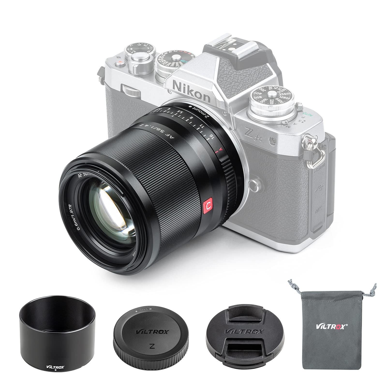 VILTROX 単焦点レンズ ニコンZマウント用 AF 56mm F1.4 STM 広角レンズ ニコンZマウント用交換レンズ 瞳AF対応 F1.4大口径 軽量 柔らかいボケ味 APS-Cフレーム スナップ/風景/建築/夜景/ポートレート撮影 Z5/Z50/｜生活応援ショップ　店