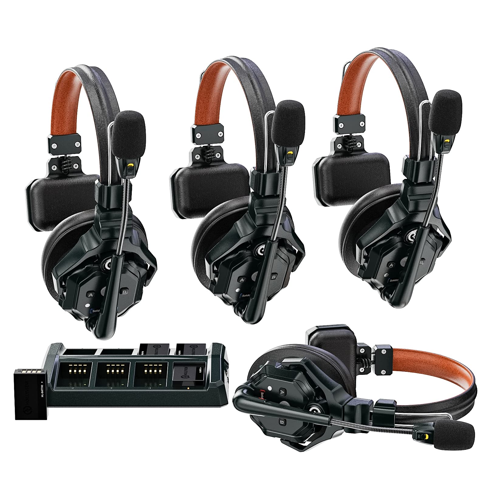 Hollyland Solidcom C1 Pro-4S ワイヤレス インカム 4台セット 全二重無線インターホン ヘッドセットシステム ENCノイズ キャンセリング PTT搭載 ミュート機能付き 350ｍ伝送距離 親機x1 子機x3 子機も増設可能 17