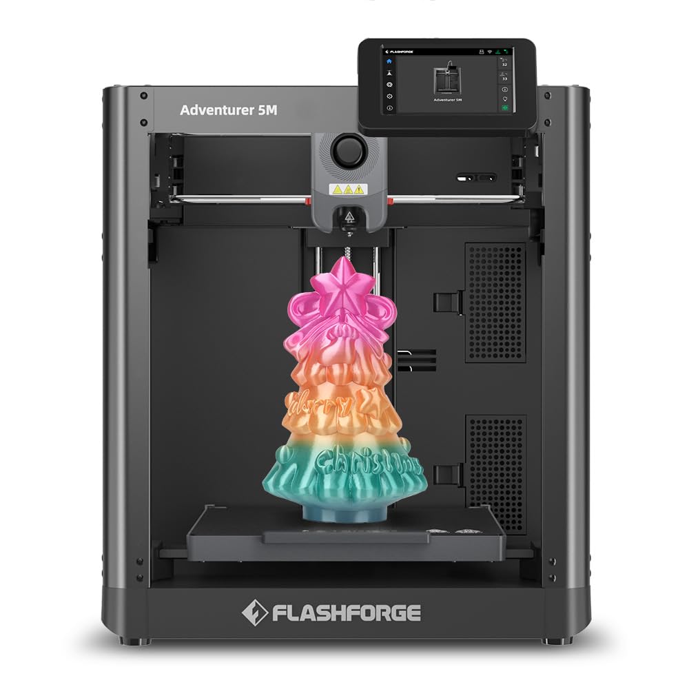 FLASHFORGE Adventurer 5M 3Dプリンター、完全自動レベリングFDM 3Dプリンター、最大600mm/sの高速印刷、迅速着脱280°Cノズル、振動補償、印刷サイズ220 * 220 * 220mm