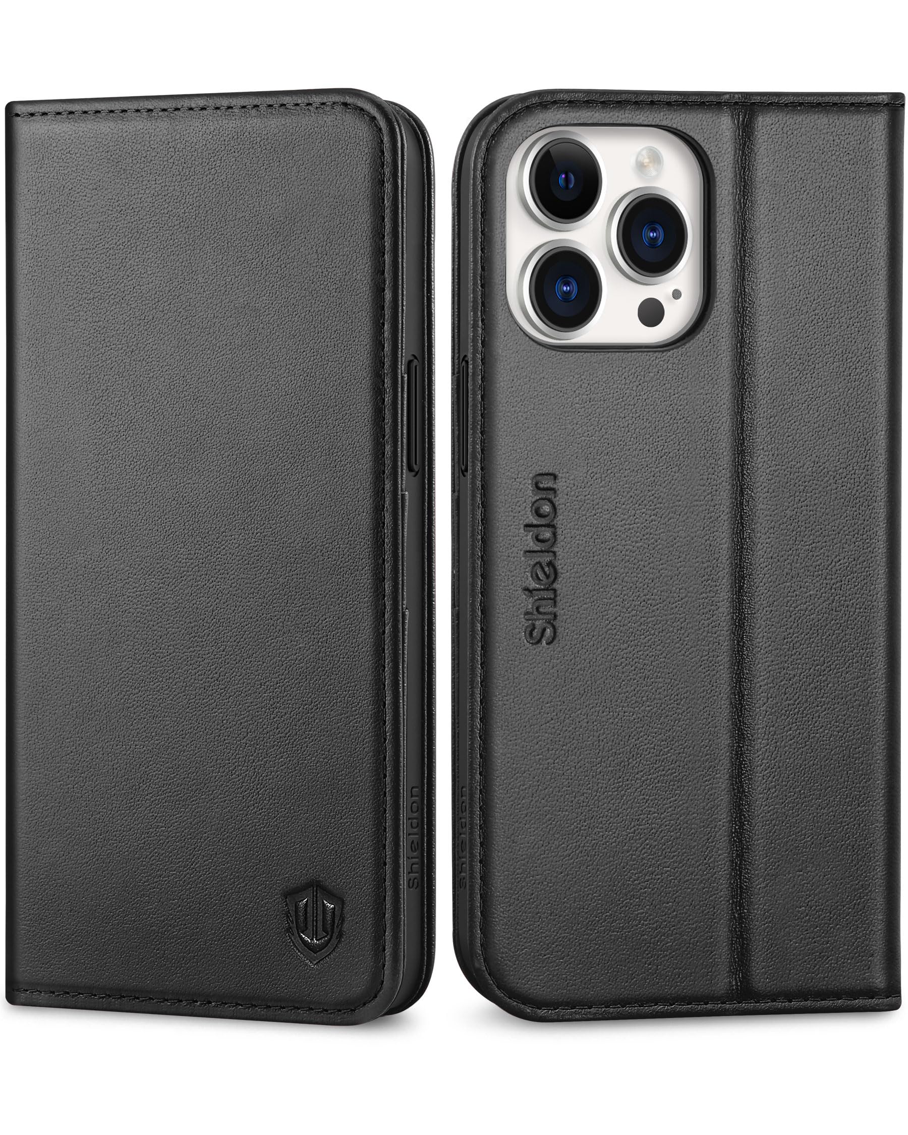 SHIELDON iPhone15 Pro Max 対応 ケース 手帳型 本革 あいふぉん15 プロマックス用スマホカバー 衝撃吸収 TPU素材 横置きスタンド機能 カード収納 マグネット内蔵 全面保護 [RFIDブロッキング]アイフォン15ProMax