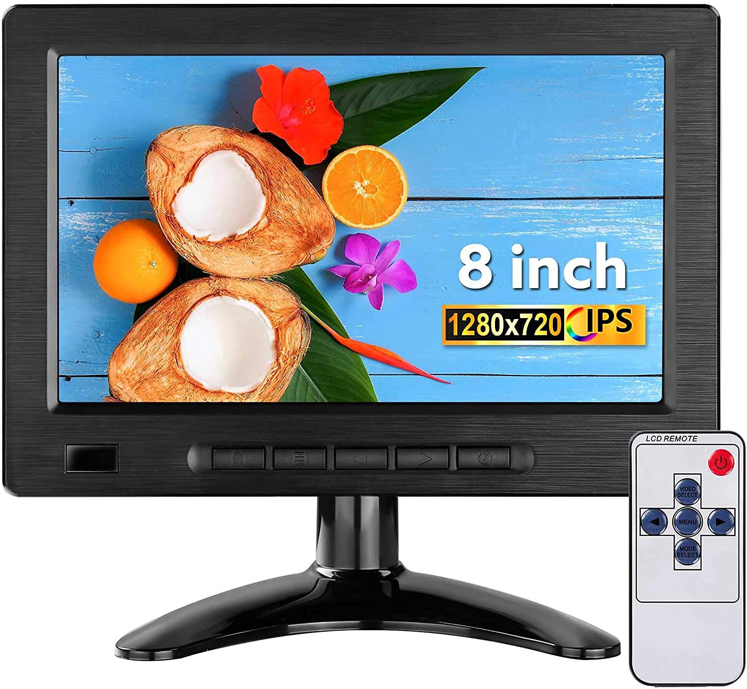 8インチモニター 小型モニター Eyoyo HD1280x720 小型ディスプレイ 16:9 HDMIモニター スピーカー内蔵 ミニディスプレイス HDMI VGA AVポート 監視カメラ用/DSLR/PC/DVD Raspberry Pi コントロール付|生活応援ショップ 店