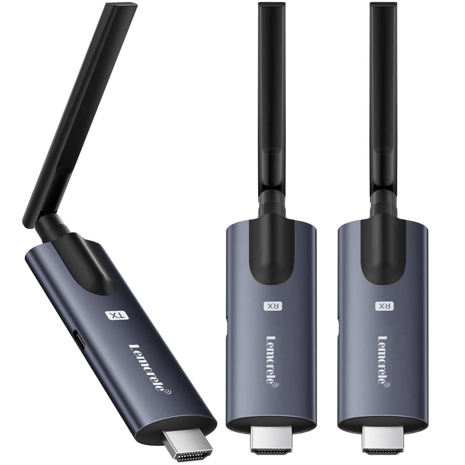 ワイヤレス HDMI 送受信機セット 無線 1×送信機+2×受信機 200M 小型 Lemorele 受信機4台増設可能 拡張モード対応 HDMI 無線化 WIFI/設定不要 1080PフルHD/5G超低遅延 映像音声同期出力 ストリーミングメディア TV