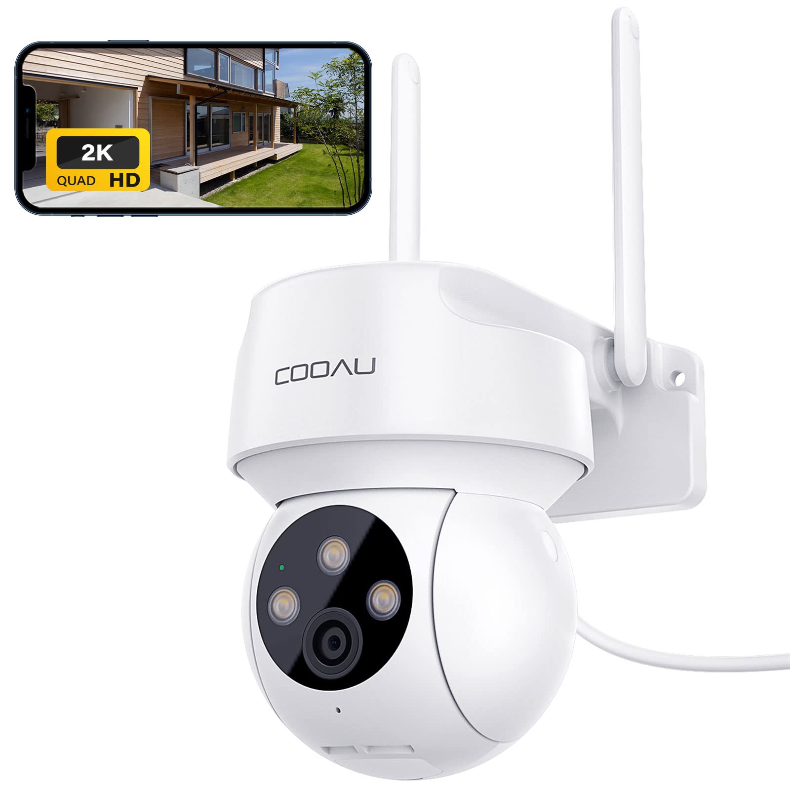 cooau 5MP PTZカメラ ホワイト 赤外線LEDライト搭載 Amazon.co.jp: 【24時間全日録画・自動追尾】COOAU 400万高画素