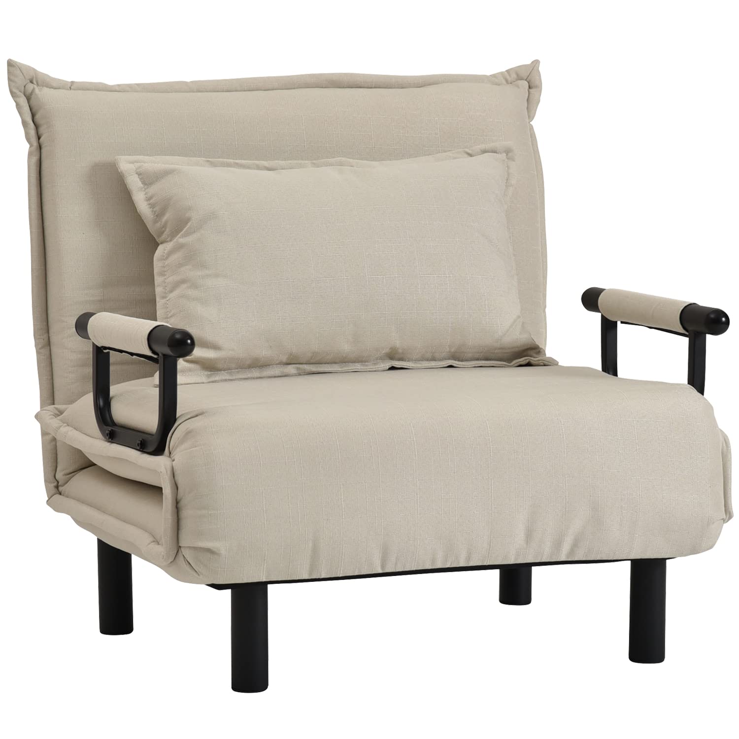 タマリビング(Tamaliving) ソファベッド 幅87.5cm（内幅77.5cm） ライトベージュ 3人掛け 折りたたみベッド コンパクトベッド ソファーベッド 50004559