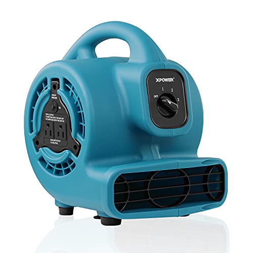 XPOWER P-80Aミニマイティエアムーバーフロアファンドライヤーユーティリティブロワー外部アウトレットプラグ付き屋外芝生ファン (青)