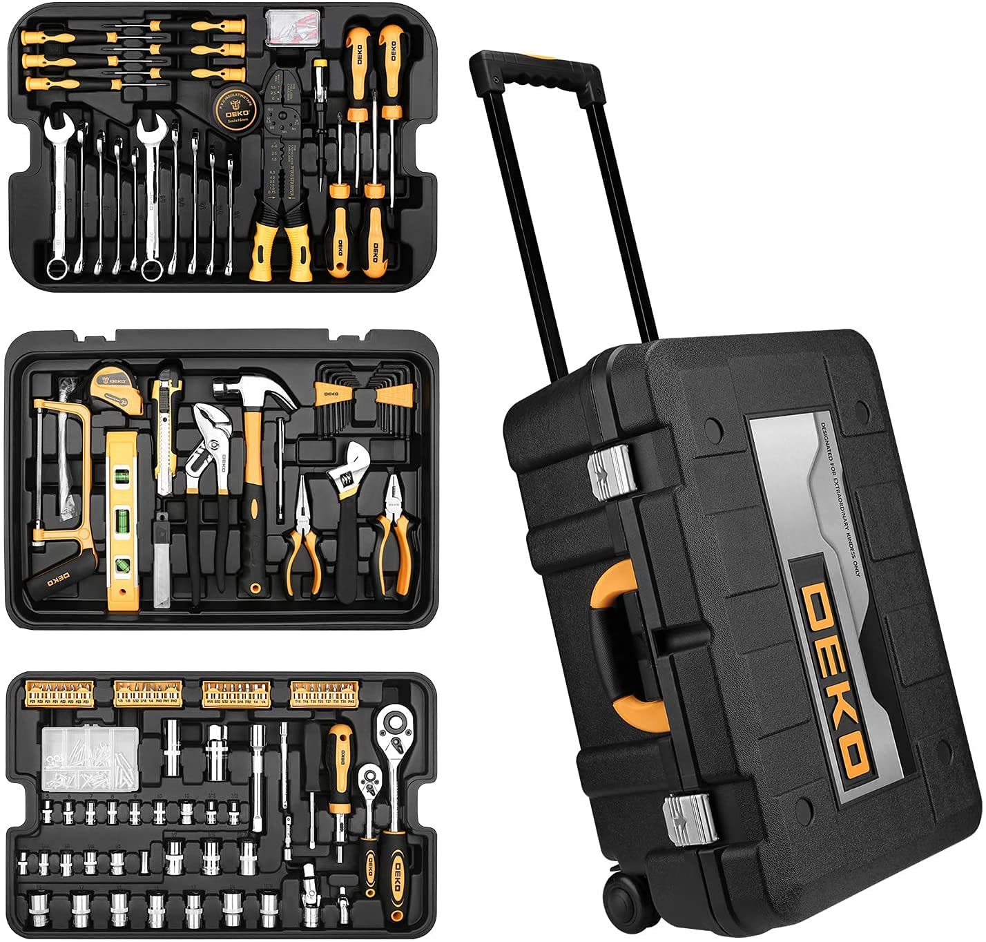 DEKO 258点組 ホームツールセット 工具セット 家庭用 日曜大工 DIYセット 作業工具セット 家具の組み立て 住まいのメンテナンス用 修理道具セット 持ち運びに便利なスーツケース付き|生活応援ショップ 店