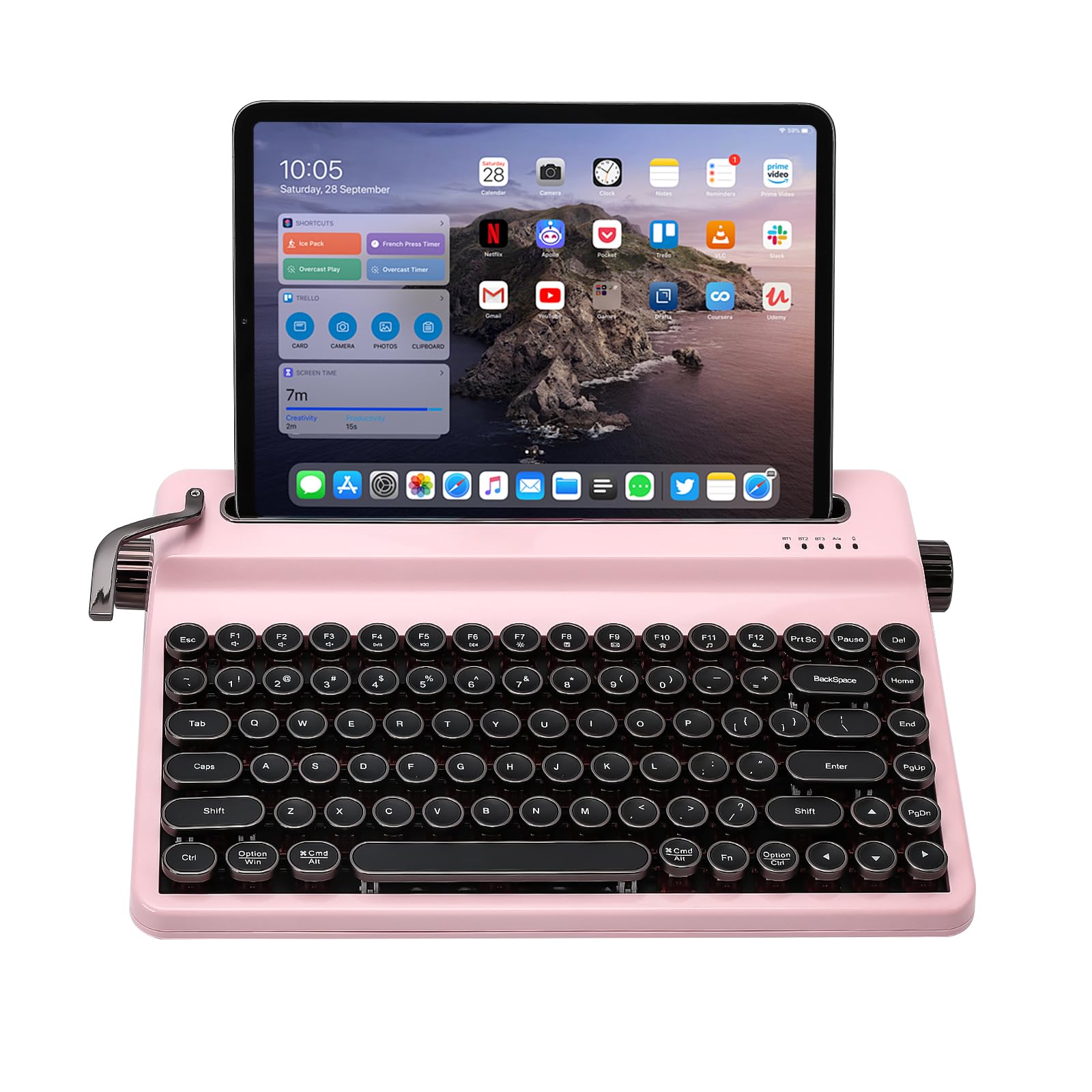 YUNZII QL75 タイプライターキーボード ワイヤレス レトロメカニカルキーボード ホットスワップ対応 パンクスタイルの丸型キーキャップ RGBバックライト QMK/VIAプログラマブル 2.4GHz/Type-C/BT5.0マルチデバイス接続 技適