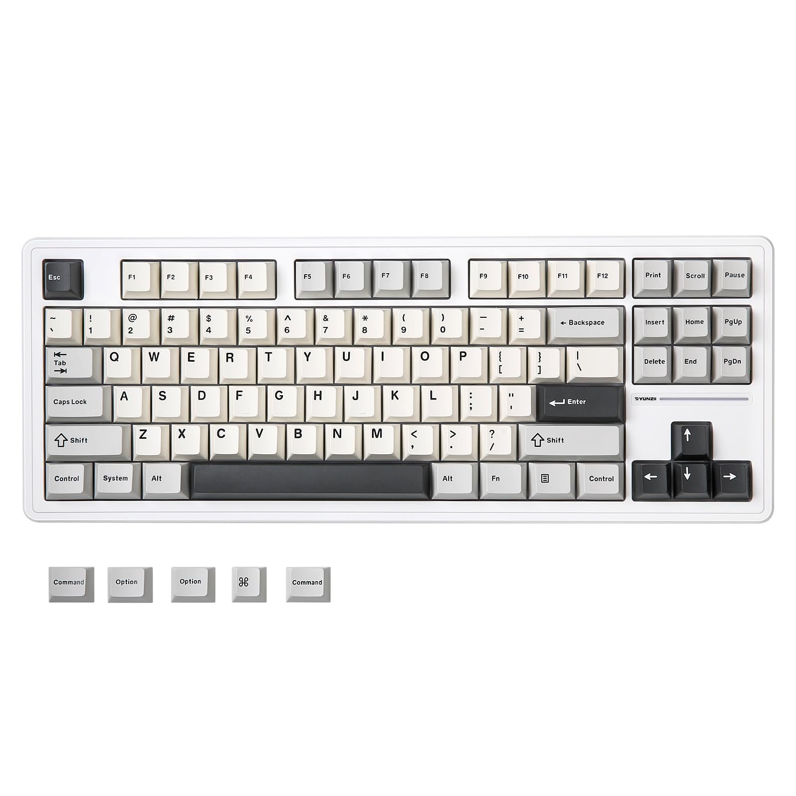 YUNZII YZ87 ガスケット搭載 メカニカルキーボード TKL ワイヤレスホットスワッパ ゲーミングキーボード 4層パッド BT5.0/2.4G/USB-C NKRO RGBバックライト Win/Mac用 技適認証取得 (ホワイト、ミルクスイッチ)