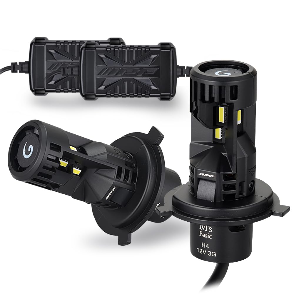 M's Basic by IPF ヘッドライト LED 車用 H4 Hi Lo切替 5500lm/4800lm 6500K ホワイト 12V24V兼用 2本入 車検対応 ドライバーユニット別体型 デュアル冷却ファン内蔵 ノイズ対策済 追加ロービーム搭載 ト