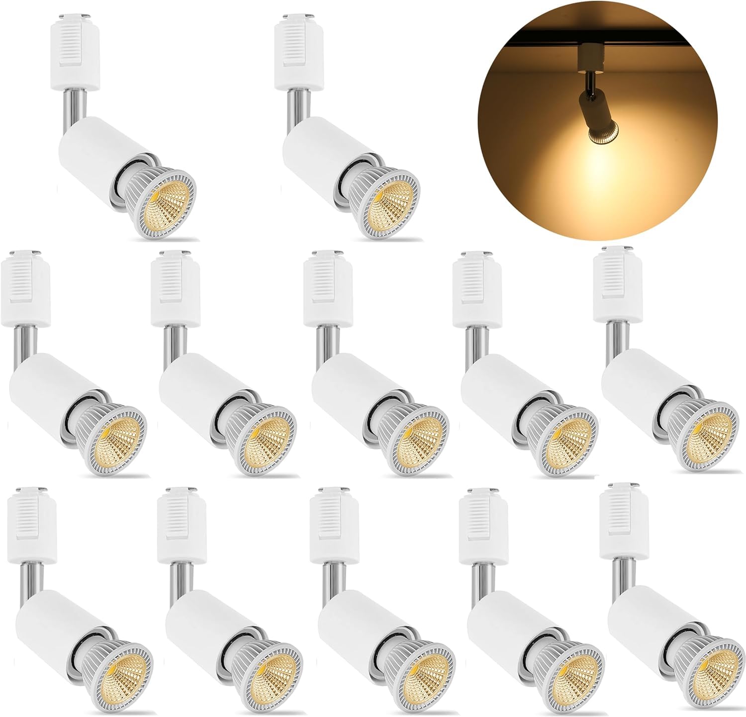 ダクトレール スポットライト E26 LED電球付き 50W ダクトレール 照明 ライティングレール 照明 レール 照明 ダクトレール ライト レール ライト LED電球＋ダクトレール用照明器具セット (ホワイト電球色 -12個セット)｜生活応援ショップ　店