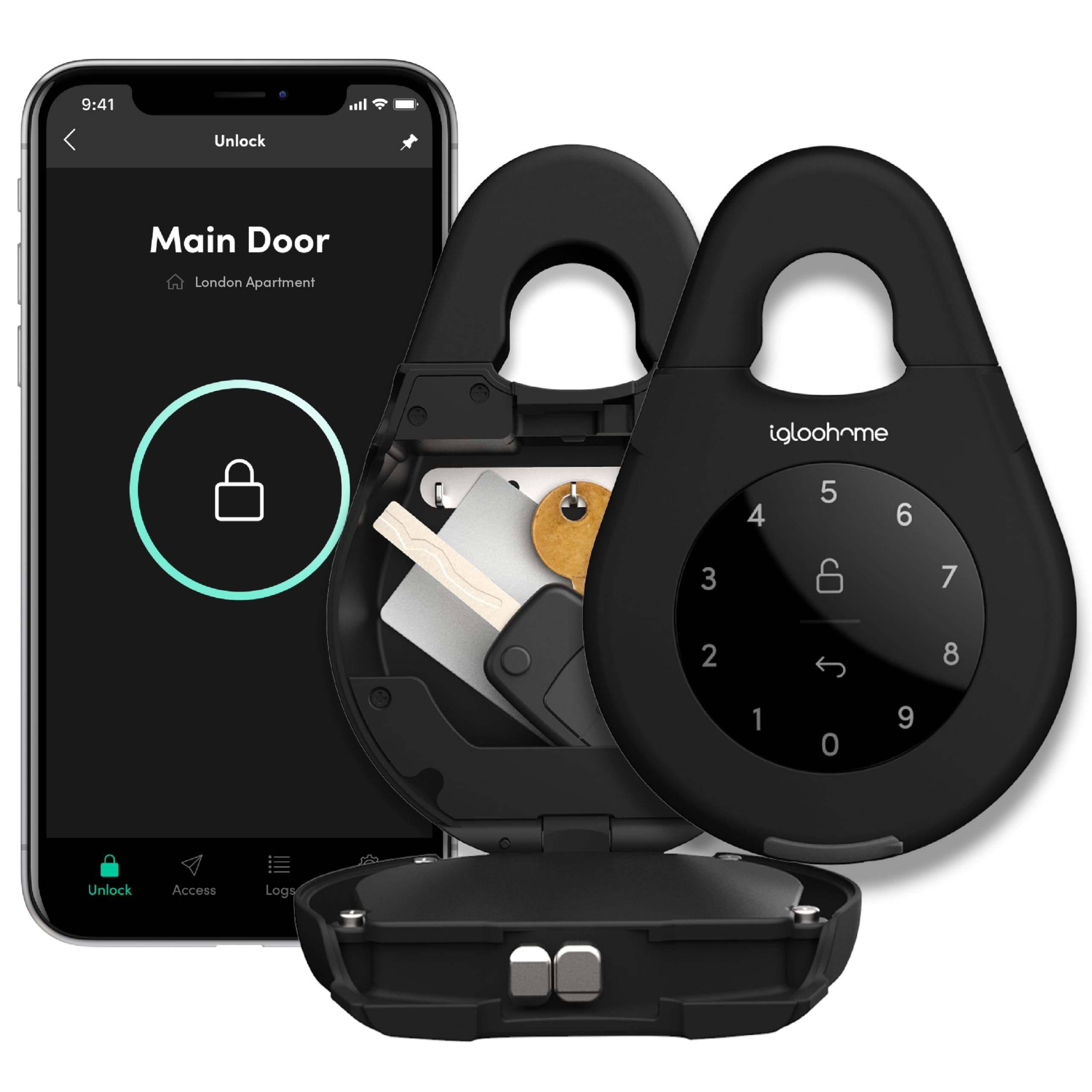 【日本正規品】 イグルーホーム(igloohome) スマートキーボックス3 ブラック スマートロック スマートキー セキュリティー 民泊施設 オフィス カーシェアリング Wifi接続不要 ?IGK3