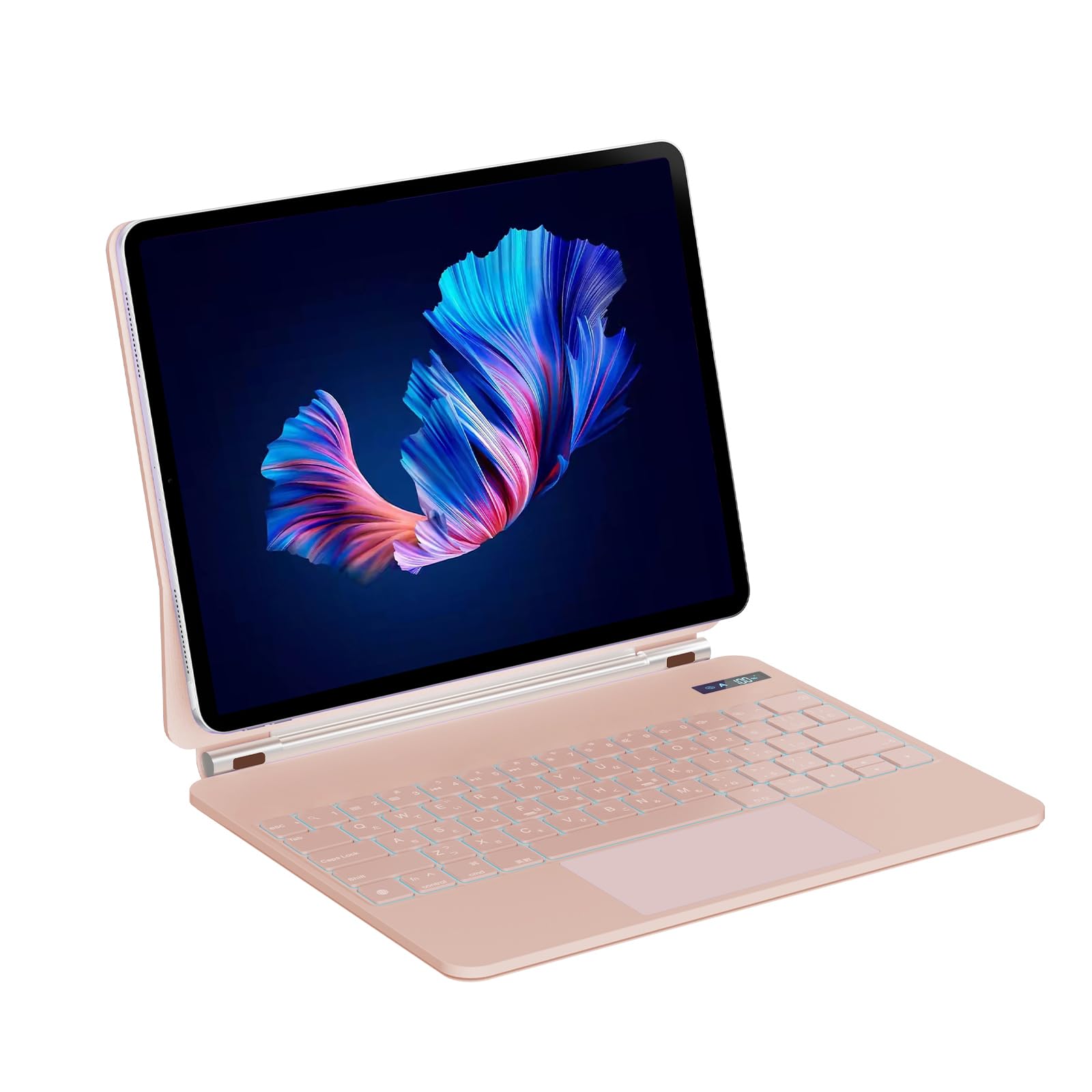 iPadマジックキーボード SUKEBON iPad11世代/10世代 キーボード付きケース トラックパッド付き 日本技適認証取得 電量表示 日本語配列 磁気設計 角度調整 7色バックライト 18ヶ月メーカー保証 日本語説明書付き ピンク