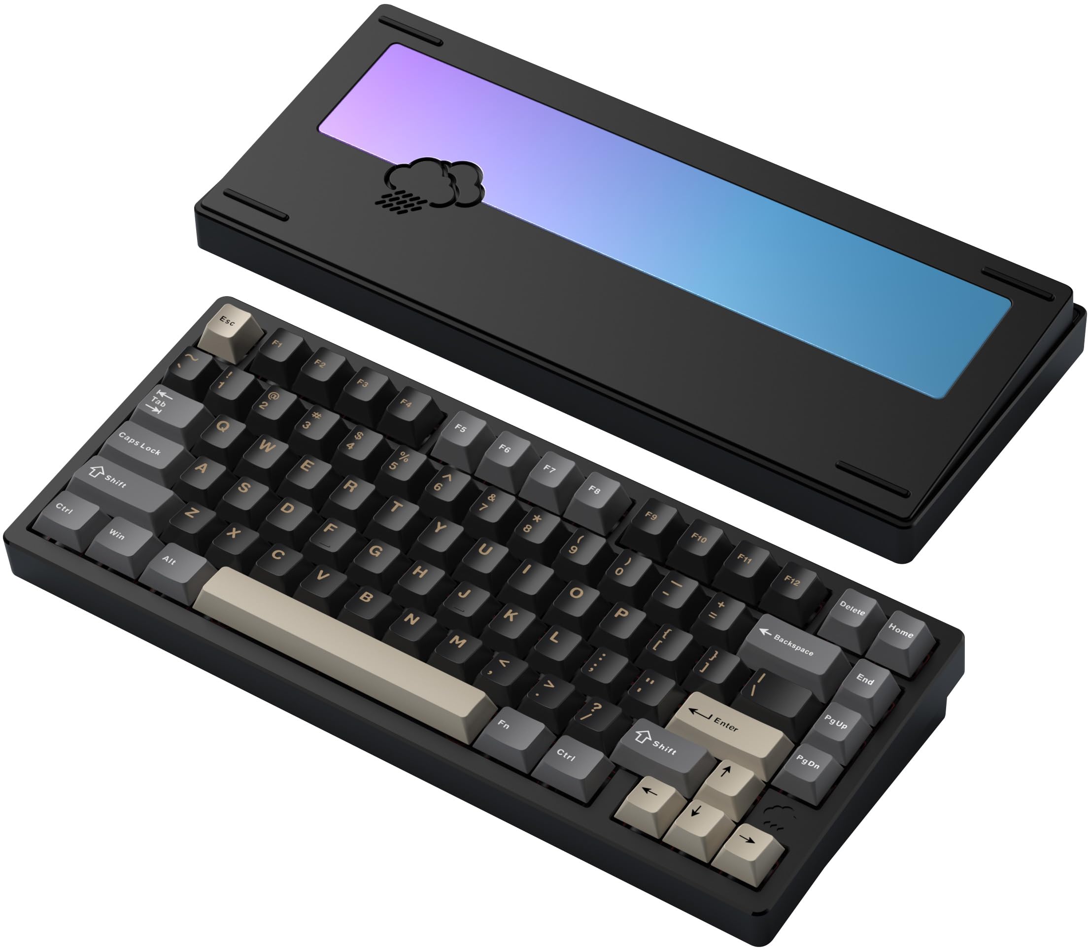 【WOBKEY Rainy 75キーボード】雨音のような打鍵音 メカニカルキーボード 3WAY接続 OS互換性 ホットスワップとVIAの対応 カスタマイズ性 ガスケットデザイン アルミニウム素材使用 RGBバックライト (Color系モデル 黒)