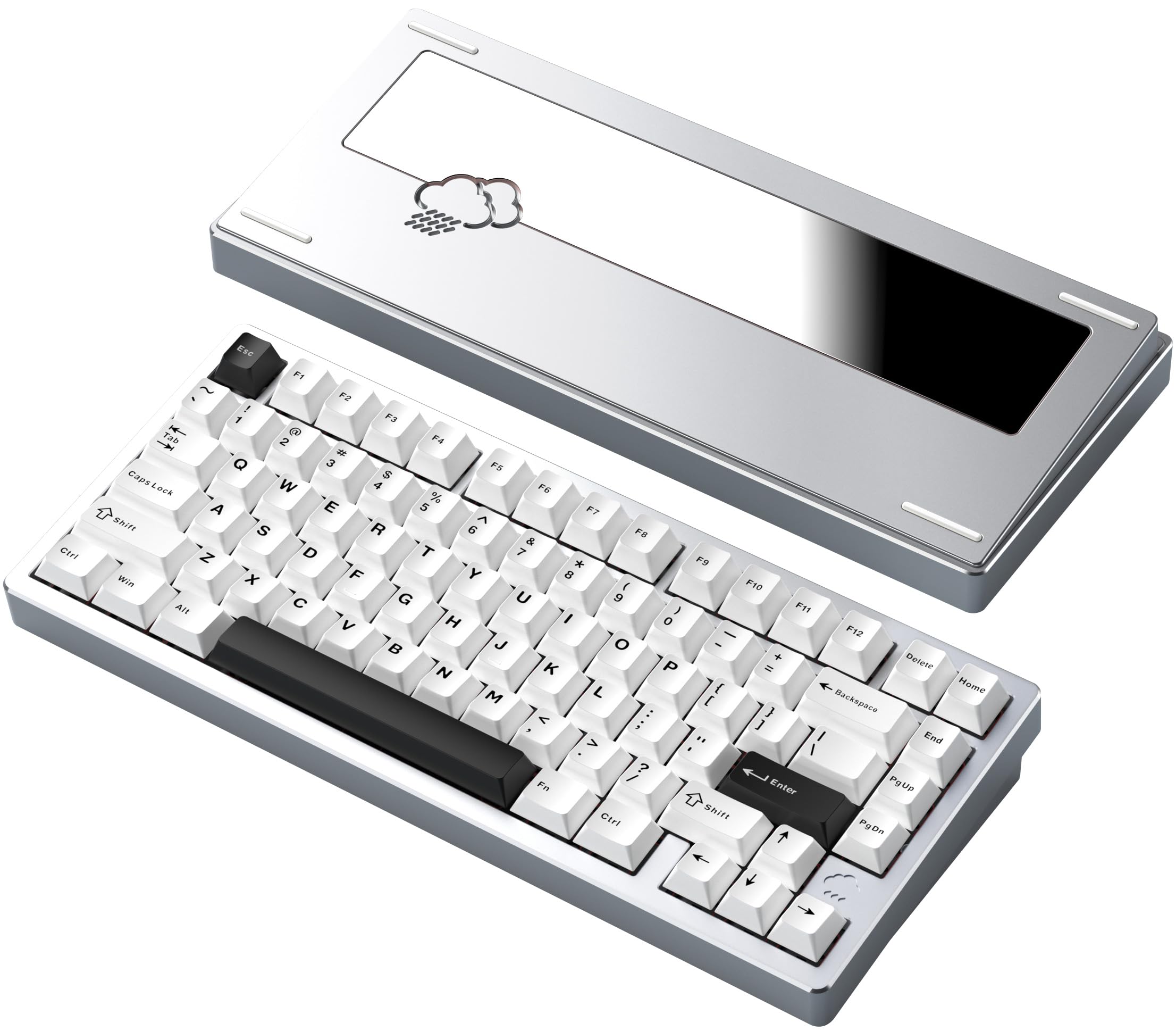 【WOBKEY Rainy 75キーボード】雨音のような打鍵音 メカニカルキーボード 3WAY接続 OS互換性 ホットスワップとVIAの対応 カスタマイズ性 ガスケットデザイン アルミニウム素材使用 RGBバックライト (Color系モデル シルバーR)