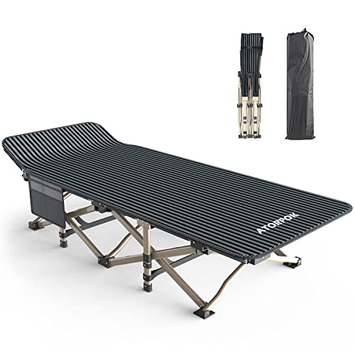 ATORPOK 折りたたみベッド コット こっと 折り畳み式ベッド アウトドアベッド 耐荷重200kg キャンプベッド キャンプベッド 防水 通気性 軽量 収納便利 自宅用 アウトドア用 オフィス用 キャリーバッグ付き簡易 スチール製 丈夫 安定性 コンパ