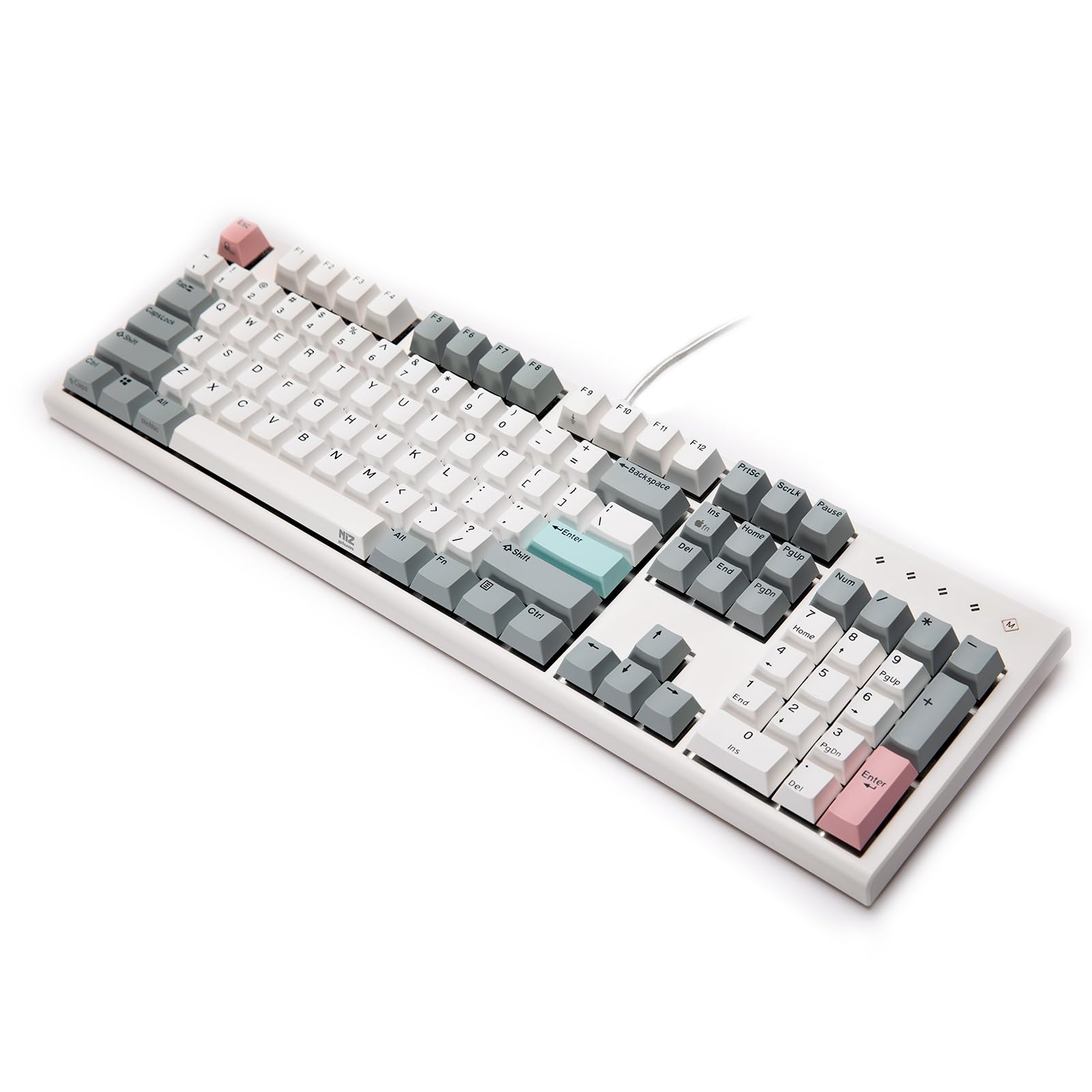 NiZキーボード S104-1M【フルサイズ】USB Type-C有線接続 win/mac3秒間切替 Cherry MX軸 キーボードカスタマイズ可能 プログラム1/2/3 専用ソフトウェア付き 静電容量無接点方式 静音 キー荷重35g 英語配列 テンキー