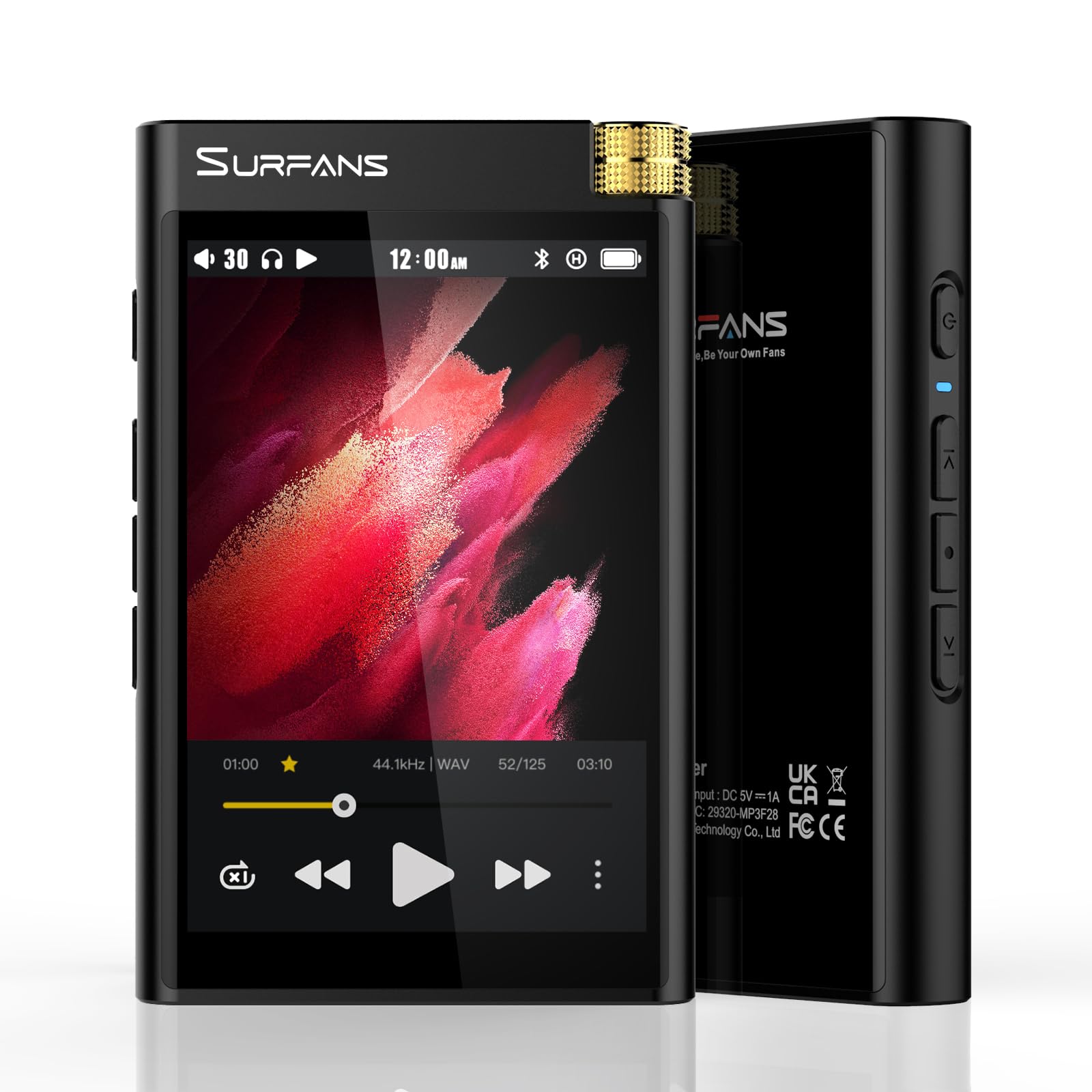 Surfans HiFi Bluetooth Mp3プレーヤー：F28 ハイレゾ ロスレス ポータブルミュージックプレイヤー - 3.5インチデジタルオーディオプレイヤー 32GB 最大512GB対応