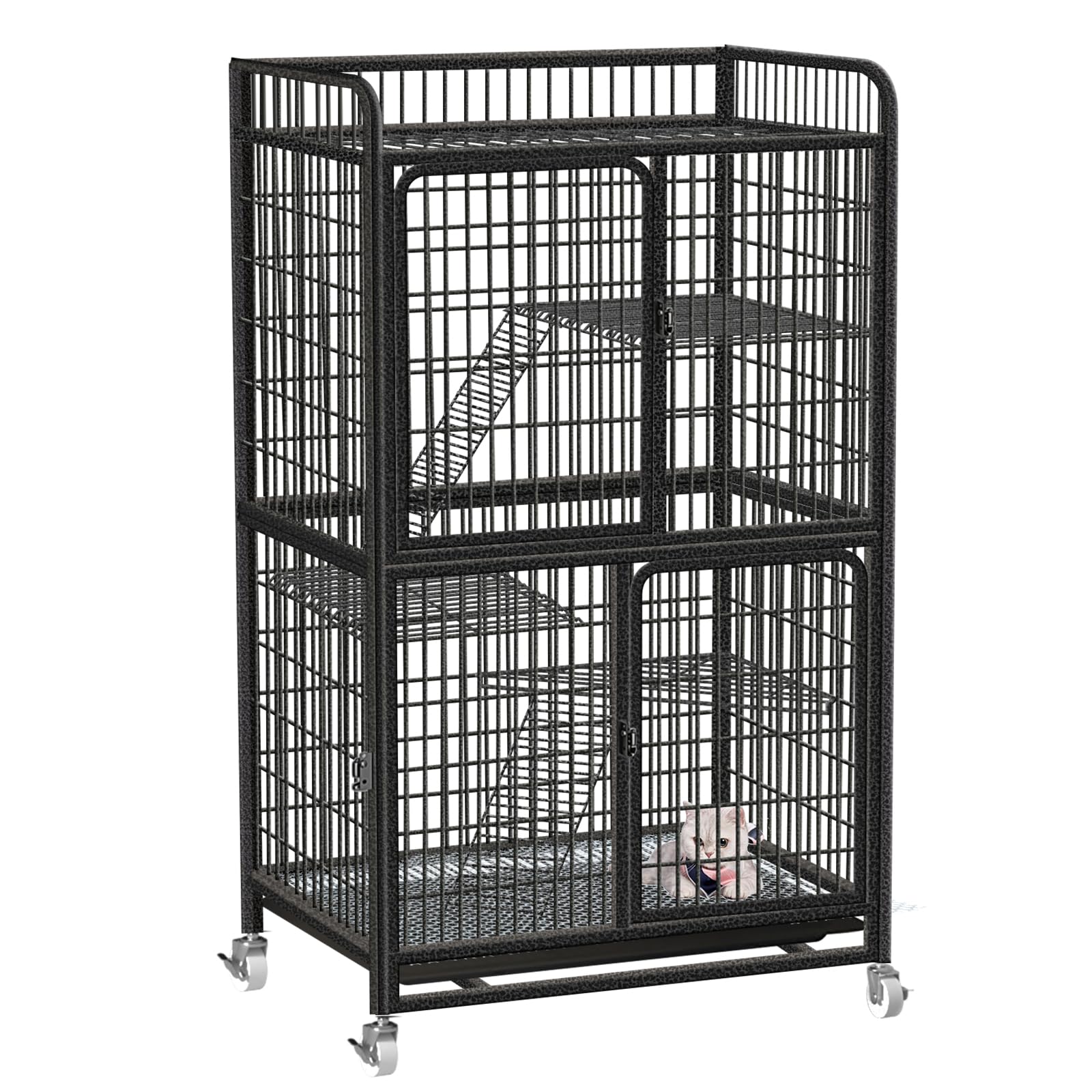 楽天市場】Athvcht 猫ケージ ホワイト 2段(75x36x73cm) 子猫用