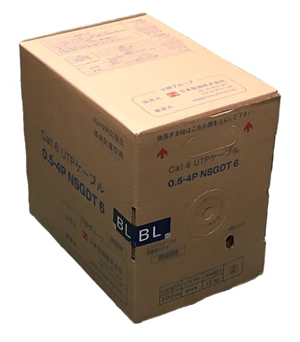 日本製線 Cat6 LANケーブル(300m巻き) NSGDT6 0.5mm-4P 青|生活応援ショップ 店