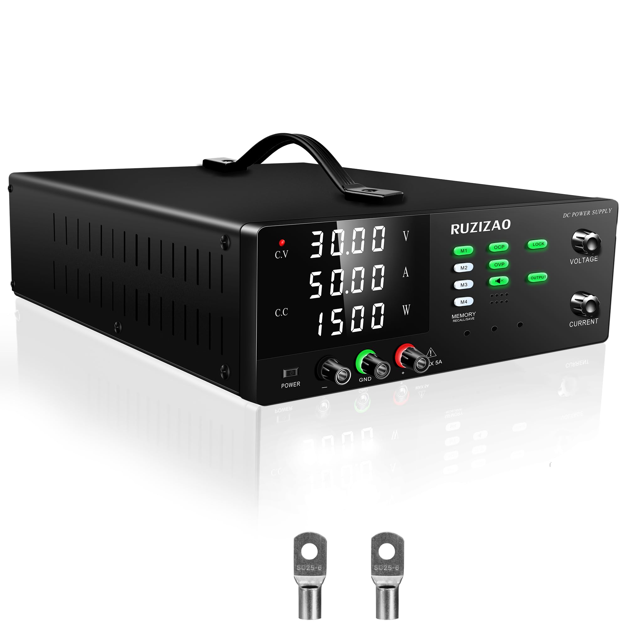 RUZIZAO 高出力可変直流電源 30V 50A 1500W 直流安定化電源 出力スイッチ付き/OCP(過電流保護)&OVP(過電圧保護) / メモリ機能/エンコーダノブ / 4 桁 LED ディスプレイ/ロックボタン|生活応援ショップ 店