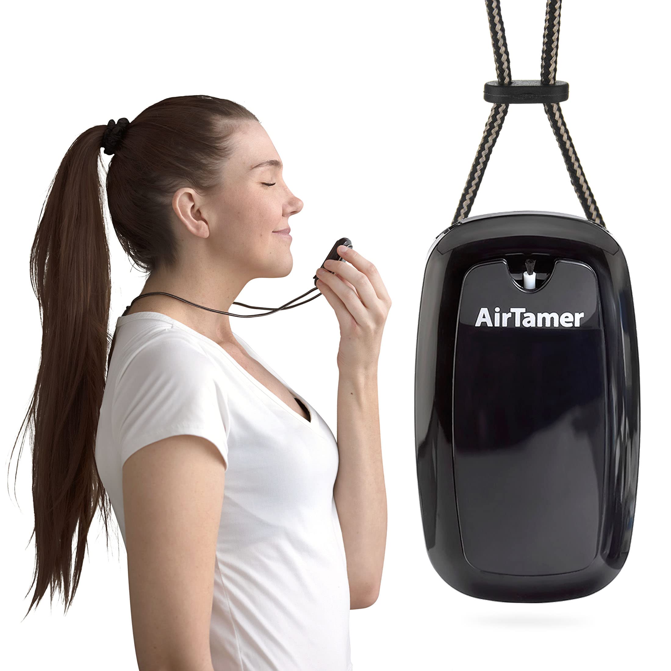AirTamer 高度な充電式空気清浄機 A315 ポータブル マイナス イオン発生器、空気を浄化して細菌、ほこり、バクテリア、アレルゲン、カビ、臭いなどを除去、ブラック レザー トラベル ケース