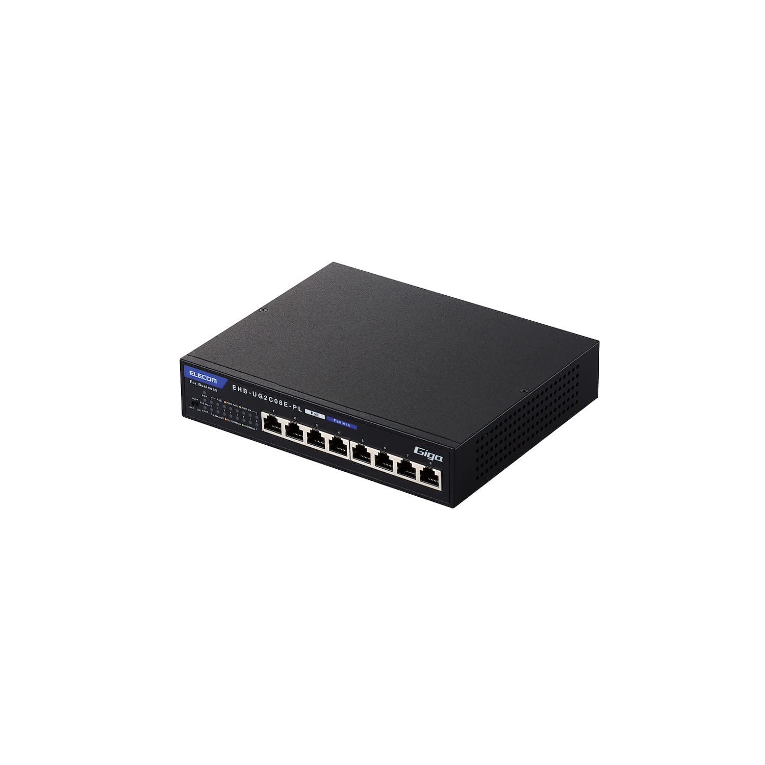 エレコム スイッチングハブ 8ポート ノンインテリジェント Giga対応 PoE給電対応 ACアダプタ給電 小型 法人向け ブラック EHB-UG2C08E-PL｜生活応援ショップ　店 19,625円