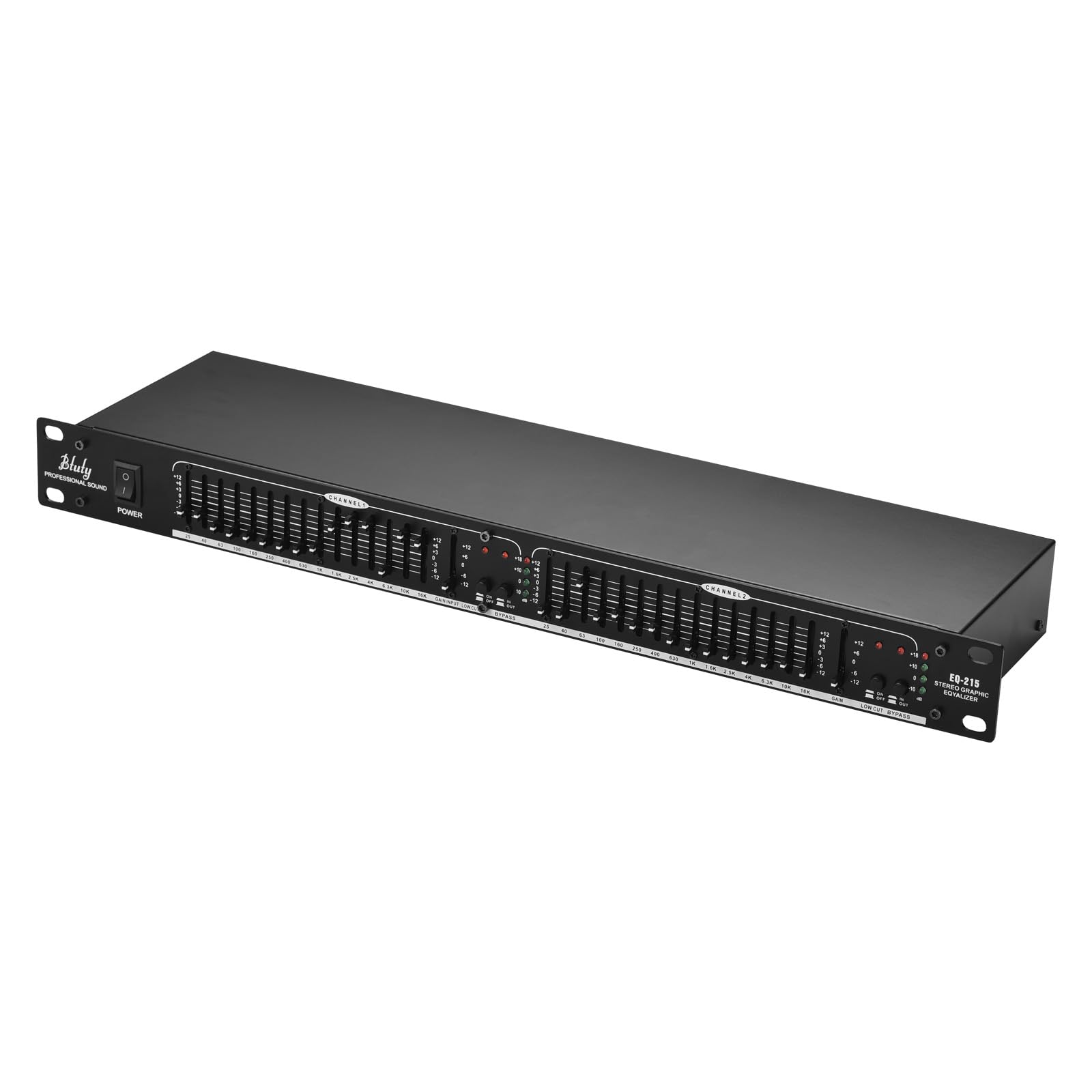 Btuty デュアルチャンネル 15バンドイコライザー 1U ラックマウント EQ-215 (黒)