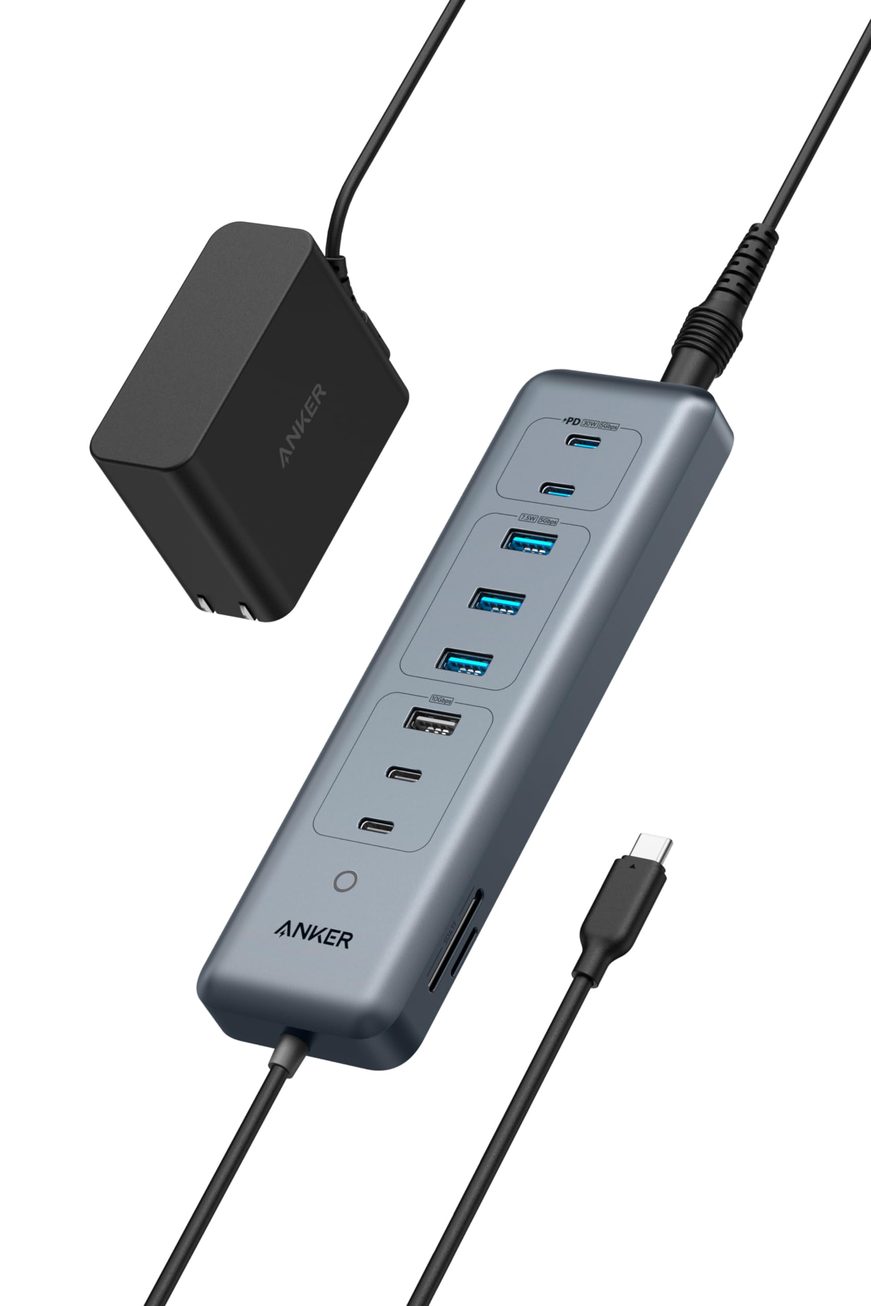 Anker USB-C データ ハブ (11-in-1, 10Gbps) 5Gbps 高速データ転送 100W USB PD対応 65Wアダプタ付属 USB-Cポート USB-Aポート microSD＆SDカードスロット搭載 MacBook/iPad/カメ