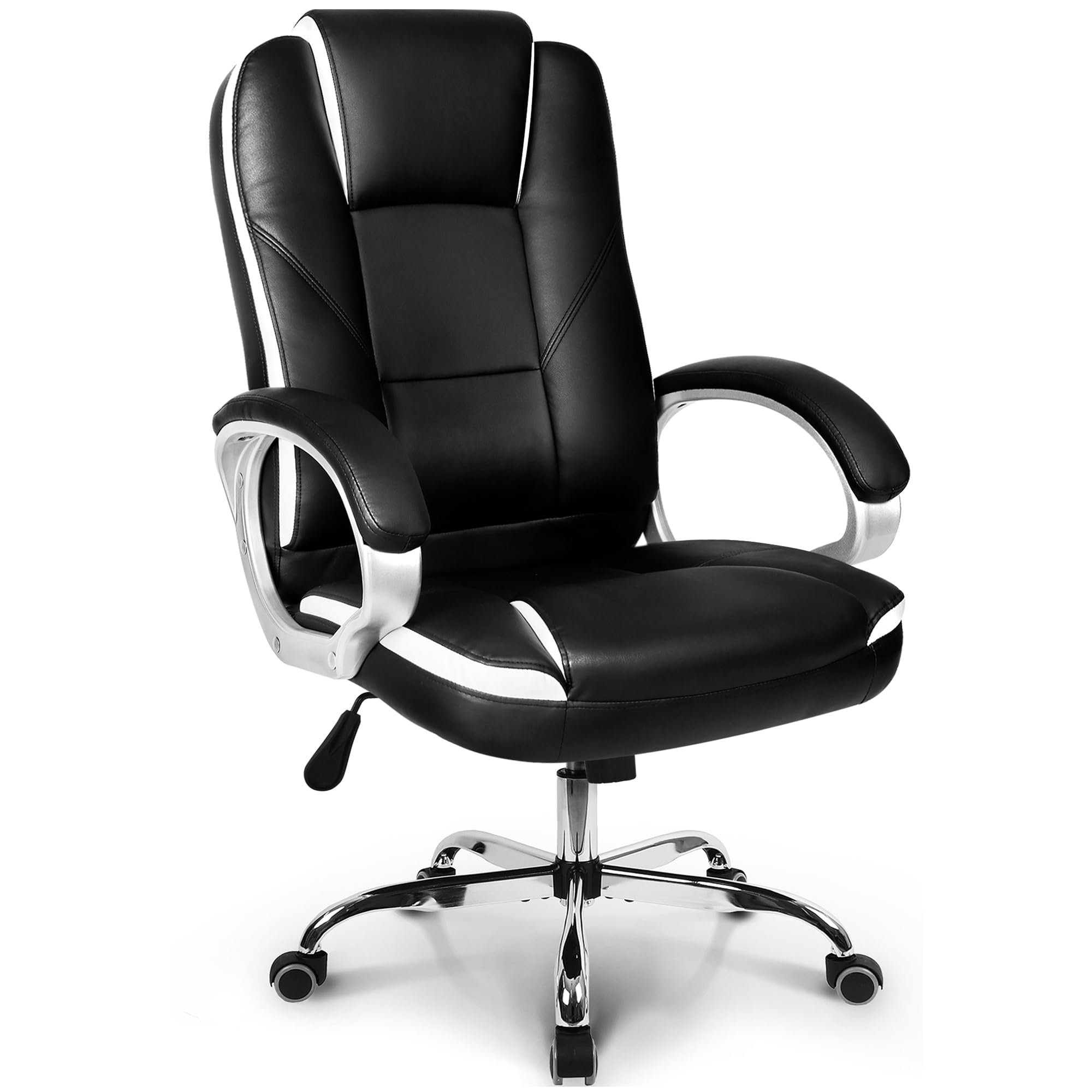 【役員・社長向けハイクオリティチェア】 NEOCHAIR オフィスチェア ゲーミングチェア 【上質なPUレザー×ポケットコイルクッション×ハイバックx在宅ワーク】BLCブラック
