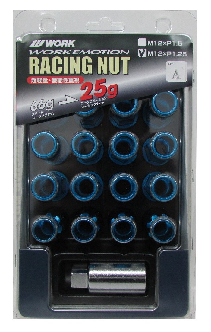 WORK(ワーク) ロングタイプロックナットセット 軽量レーシングナット ブルー 19HEX M12×P1.25 全長50mmWORKRANUT-BL125