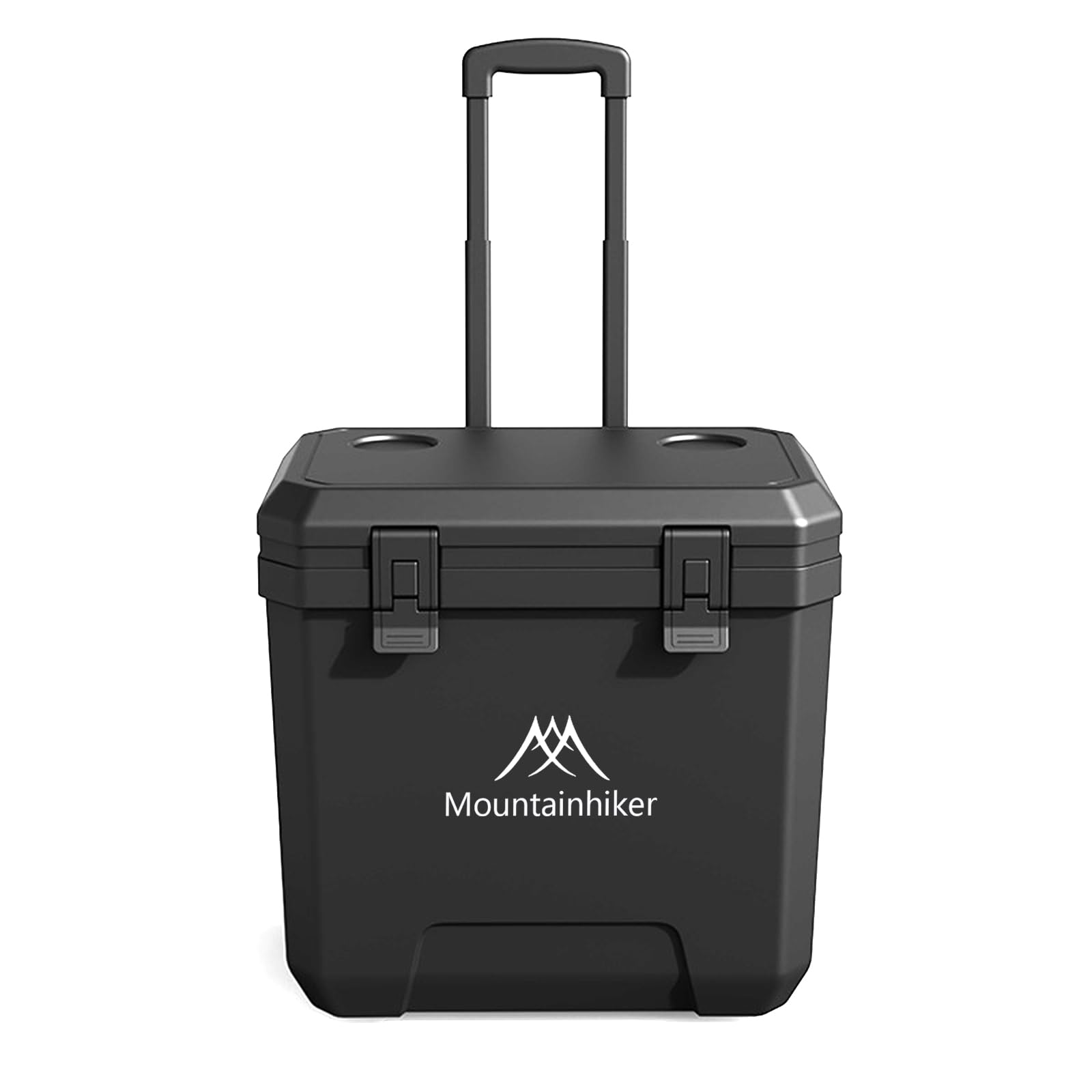 Mountainhiker クーラーボックス 36L 大容量 保冷ボックス ハードクーラー 5日間保冷 ホイール付き アルミ合金製 伸縮ハンドル キャンプ BBQ 釣り 災害対策 (ブラック)