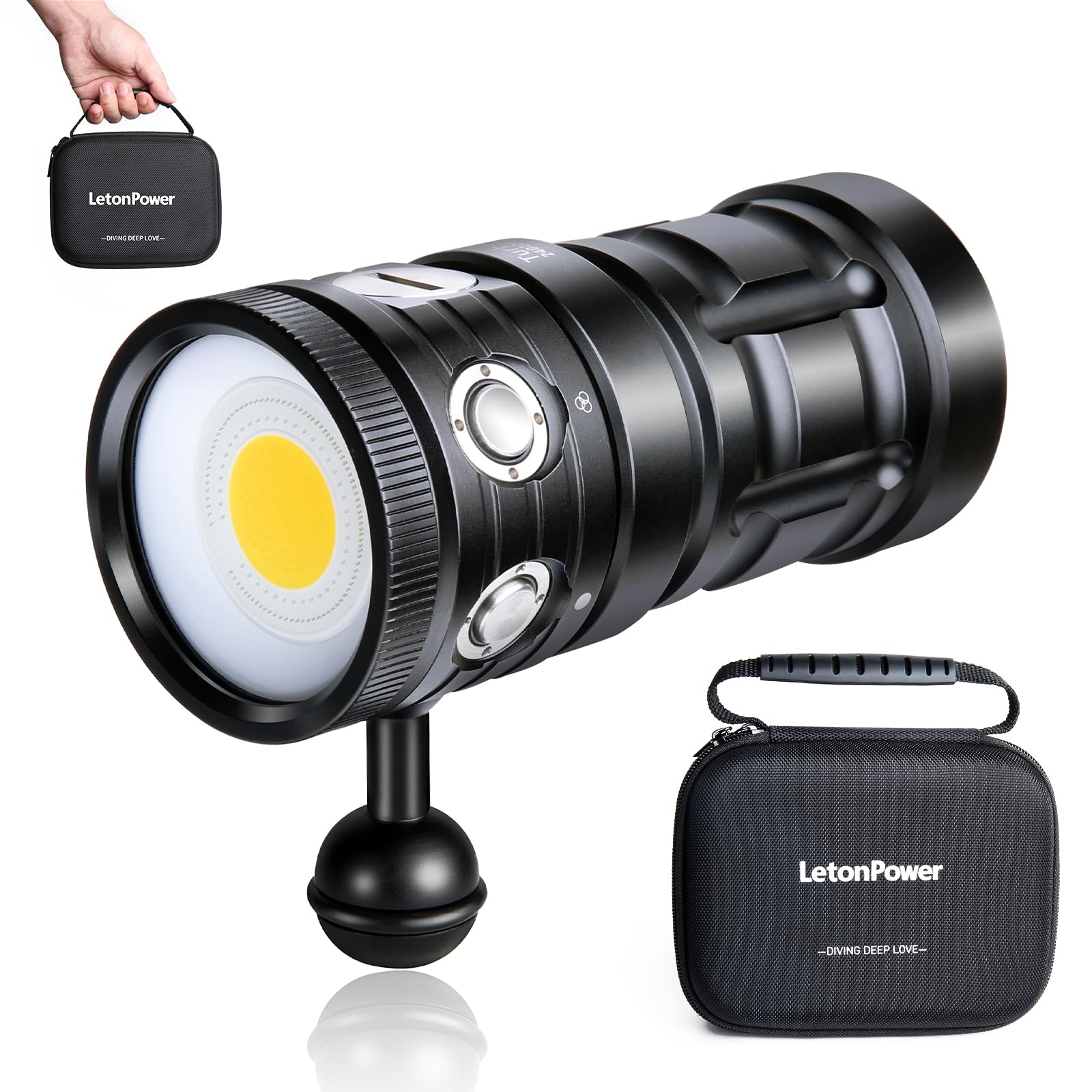 水中 ライト、LetonPower TS S プロ 10000Lumens 水中 100 m ダイビング ライト、スキューバ ライト、Type-C 充電水中カメラ ライト