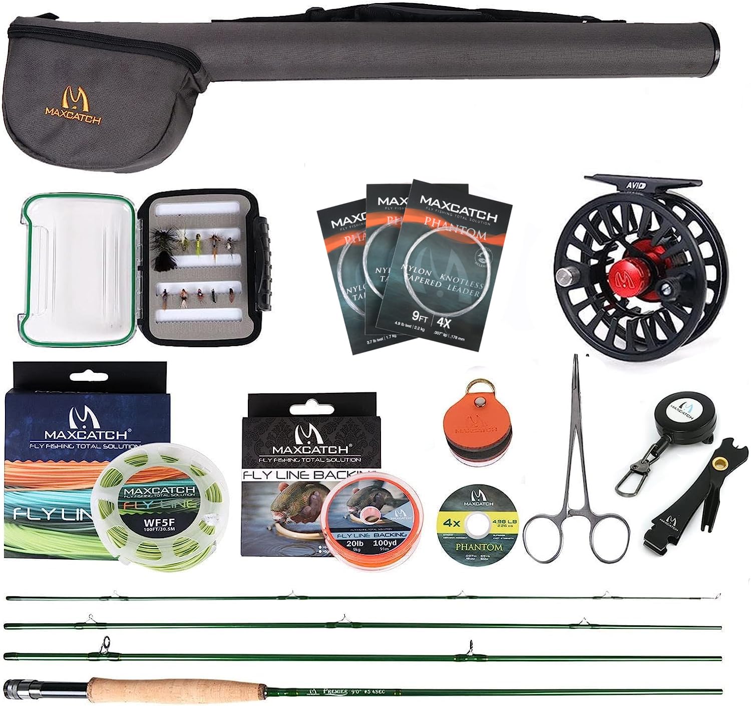 M MAXIMUMCATCH Maxcatch Premier 3-12wt ミディアムファストアクション フライロッド ハイパフォーマンスのために (フライロッドセット, 8wt-9 'フルハンドルロッド、7/8wtリール)
