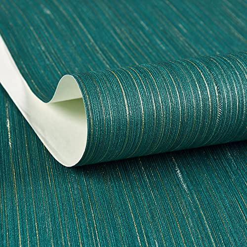 Haimin 壁紙シール60cm×10m はがせる壁紙 厚みの強化 立体感 高級縞模様 防水 防汚 耐熱 リメイクシートDIY 装飾シート居間 寝室 店舗 壁 家具 (青緑) 4,231円