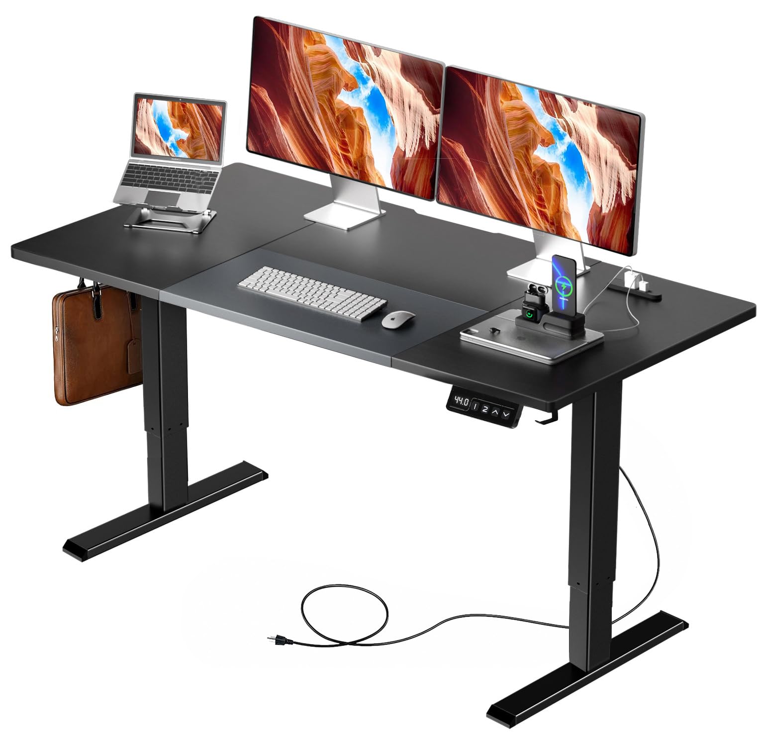 ComHoma (コムホーマ) マイコン事務机 昇降式 電動 ゲーミングデスク pcデスクローデスク やり方机 執務室事務机 マルチワット数水道栓付き添い人 ツートーンカラーデザインの天板 管する手初っ切り能力のある 釣りあい自動小銃昇降 YQS-110-120-BLACK