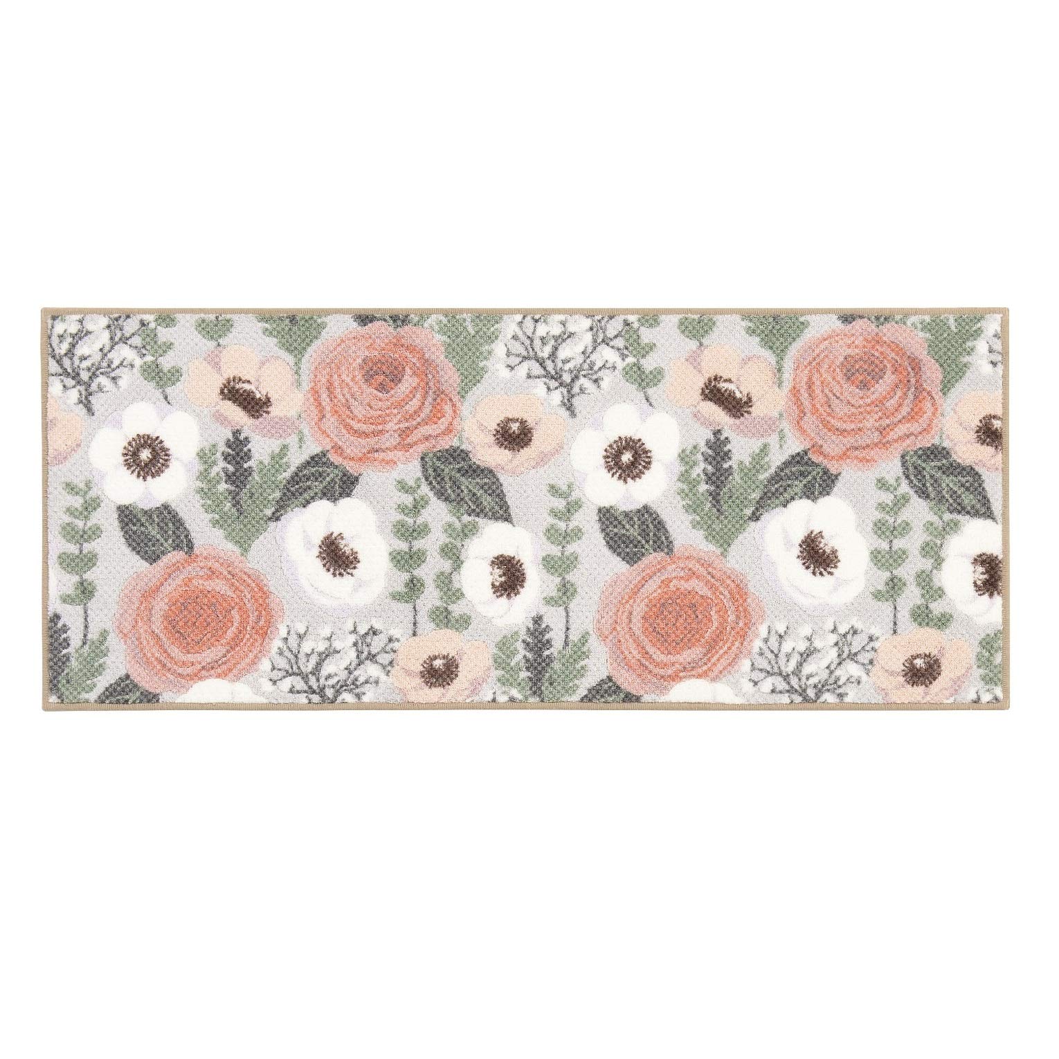センコー(Senko) S.D.S プランデフル キッチンマット 約50× 120cm グレージュ 花柄 抗菌 防臭 日本製 32741