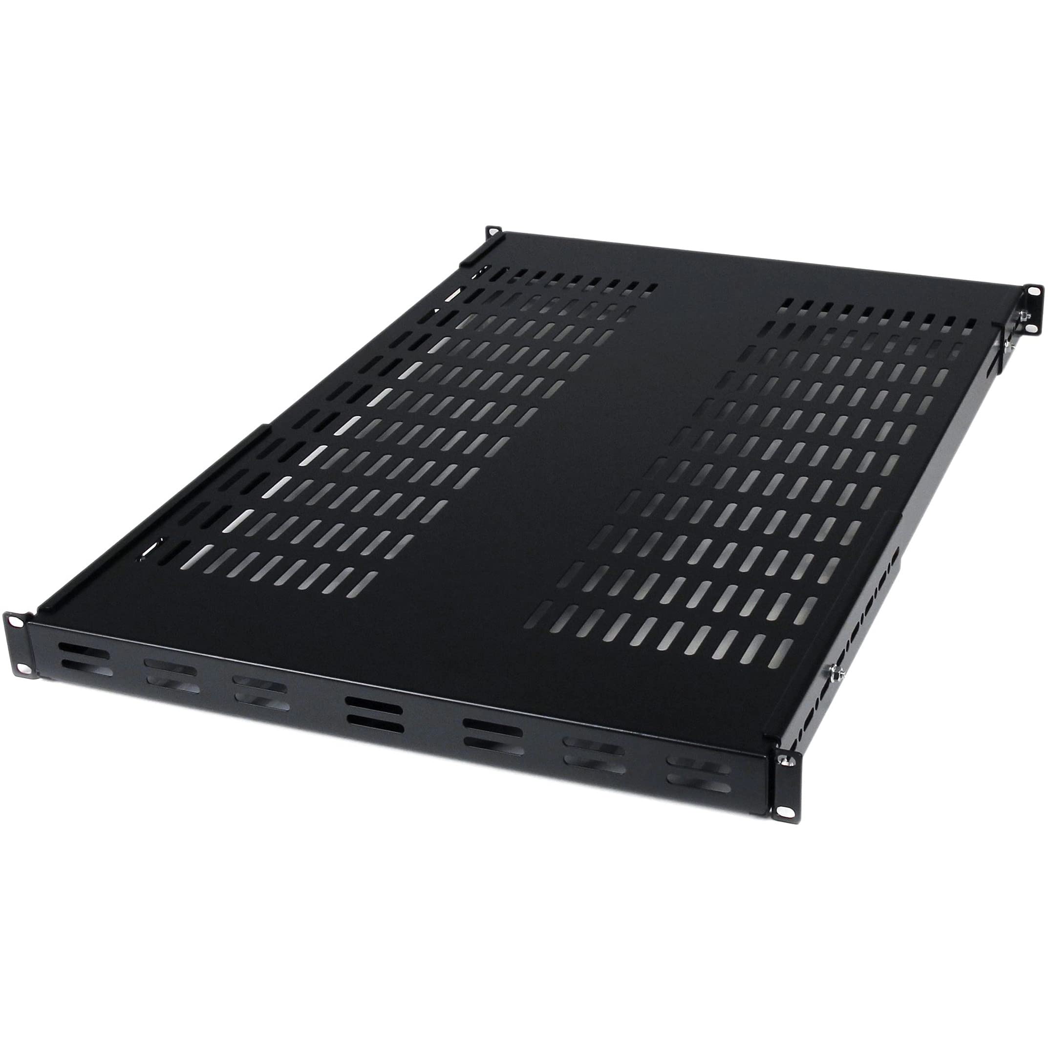StarTech.com 1U 放熱スリット付きサーバーラック棚板 伸縮式ラック収納棚 耐荷重80kg ADJSHELF