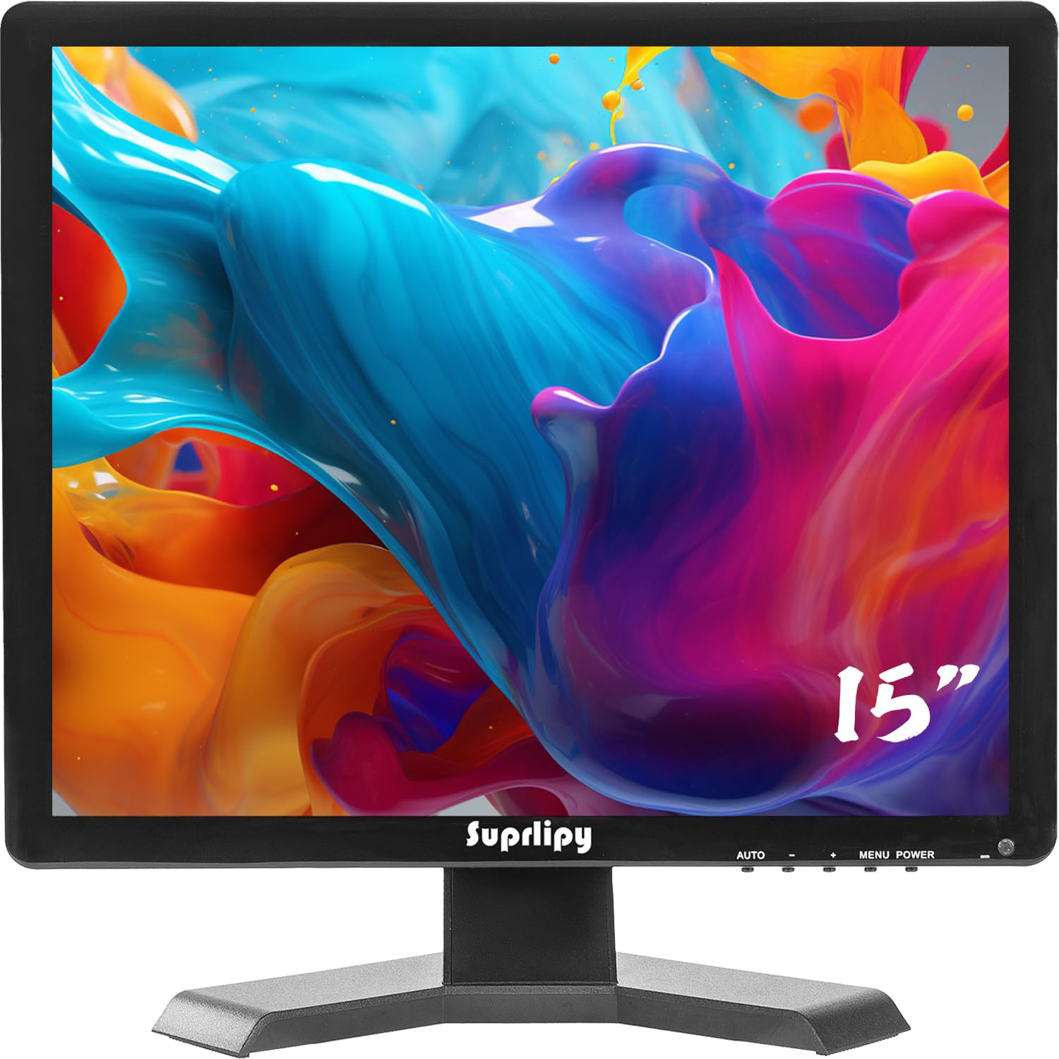 Suprlipy 15インチTFT LCD防犯CCTVモニター 1024x768 4:3 解像度 カラーディスプレイスクリーン HDMI/VGA/AV/BNC/MIC USBポート対応 リモコン 内蔵ラウドスピーカー付属 家庭用防犯モニター用