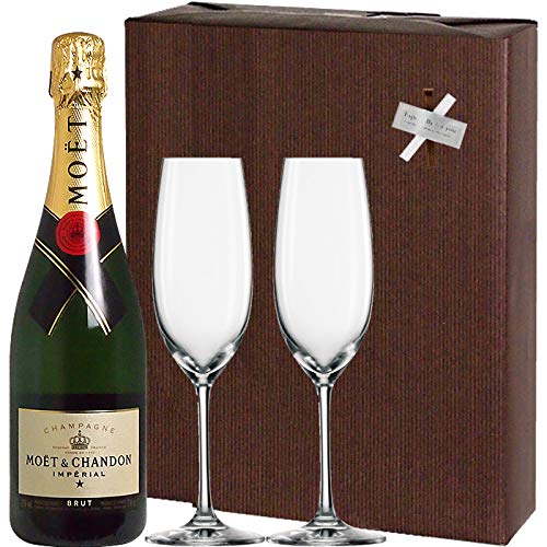 ワイン ギフト 【ラッピング込】 モエ・エ・シャンドン モエ・アンペリアル 750ml シャンパーニュ & ショット・ツヴィーゼル グラスギフト (泡1、グラス2)|生活応援ショップ 店