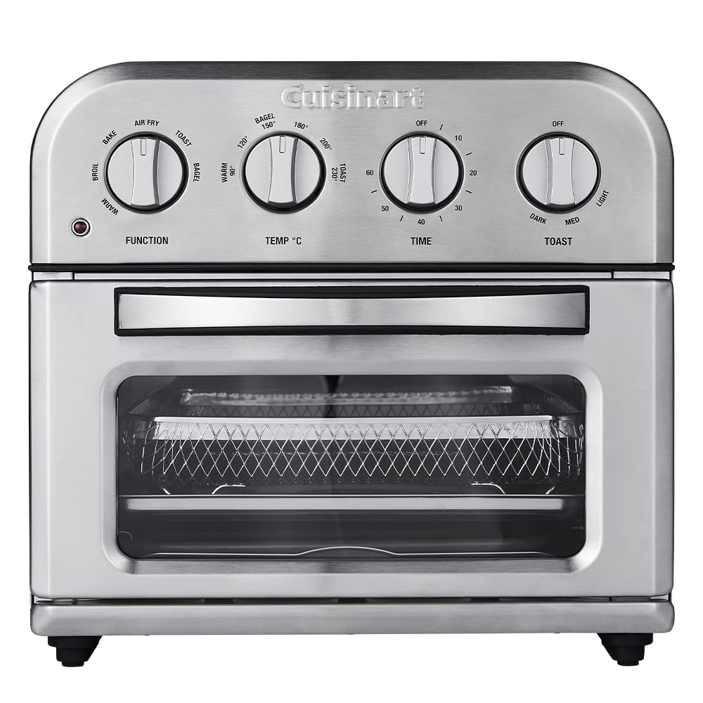 クイジナート ノンフライ オーブントースター 4枚焼き ノンフライ調理 リバーシブルラック 4ダイヤル レシピブック付き シルバー TOA-29SJ