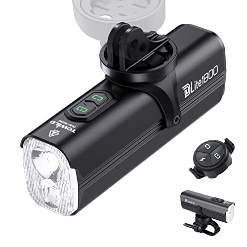TOWILD DLite1800 自転車 ライト USB TYPE-C充電式 大容量5000mAh 1800ルーメン ロードバイクライト「ハイビーム&ロービーム」 振動感知機能 自転車ヘッドライト 3つ調光モード クロスバイクライト 高輝度IPX6防水 防|生活応援ショップ 店